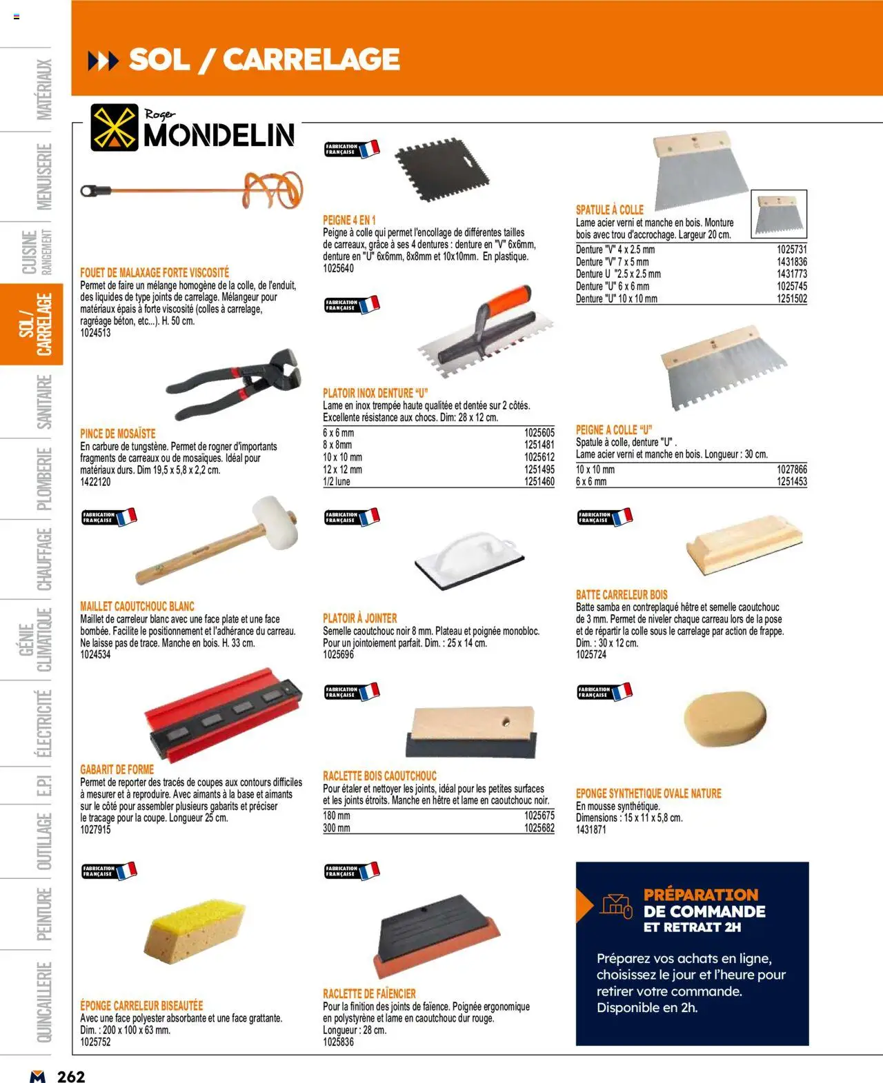  | Page: 262 | Produits: Peigne, Eponge, Mousse, Raclette