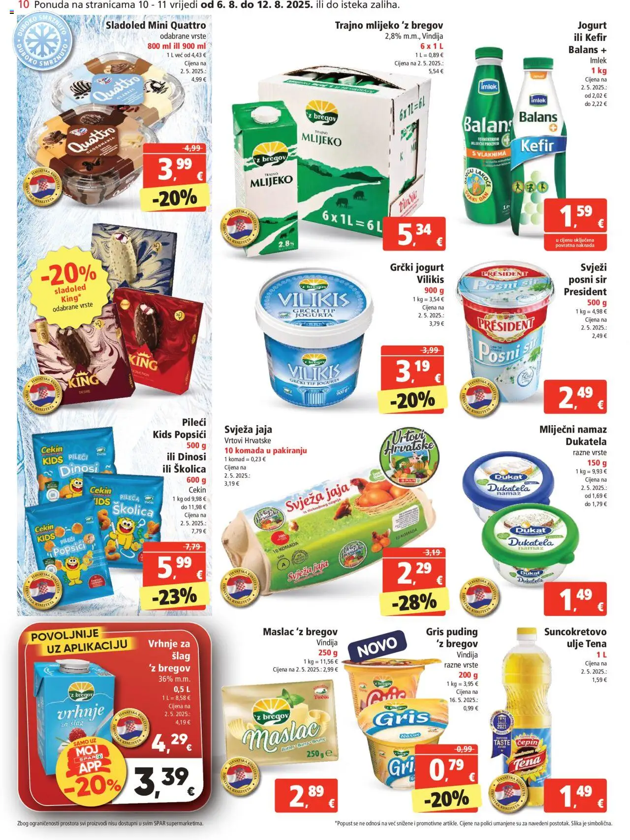 Spar katalog | vrijedi od 06.08.2025 | Stranica: 10 | Proizvodi: Vindija, Mlijeko, Sir, Puding