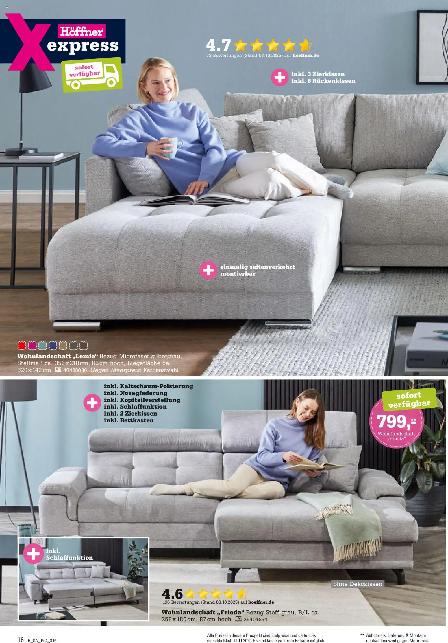 Höffner Prospekt 	 – gültig ab 28.10.2025 | Seite: 16 | Produkte: Wohnlandschaft