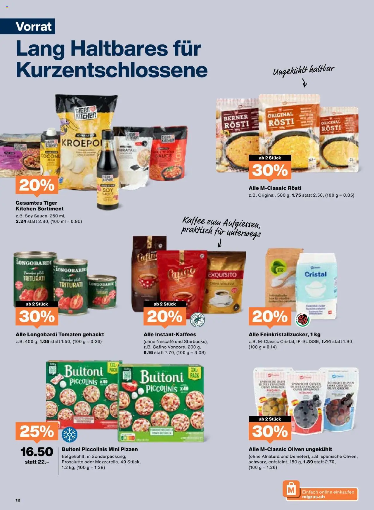 Migros Aktionen ab 24.06.2025 | Seite: 12 | Produkte: Kaffee, Pizza, Tomaten