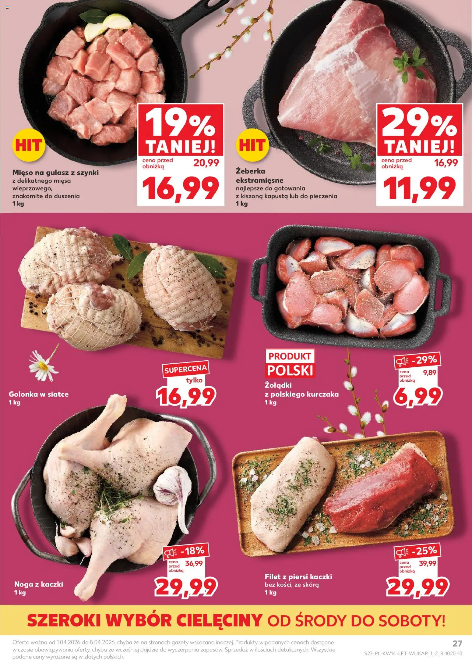 Kaufland gazetka od 01.04.2026 | Strona: 27 | Produkty: Kapusta, Piersi, Mięso, Noga z kaczki