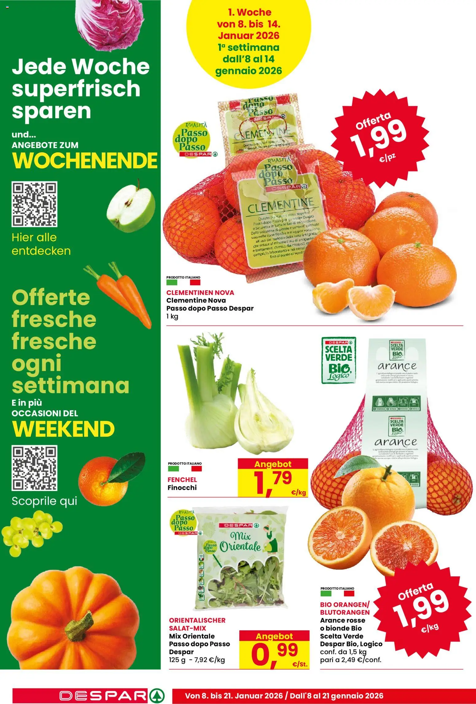 Volantino Despar del 08.01.2026 | Pagina: 4 | Prodotti: Arance, Finocchi