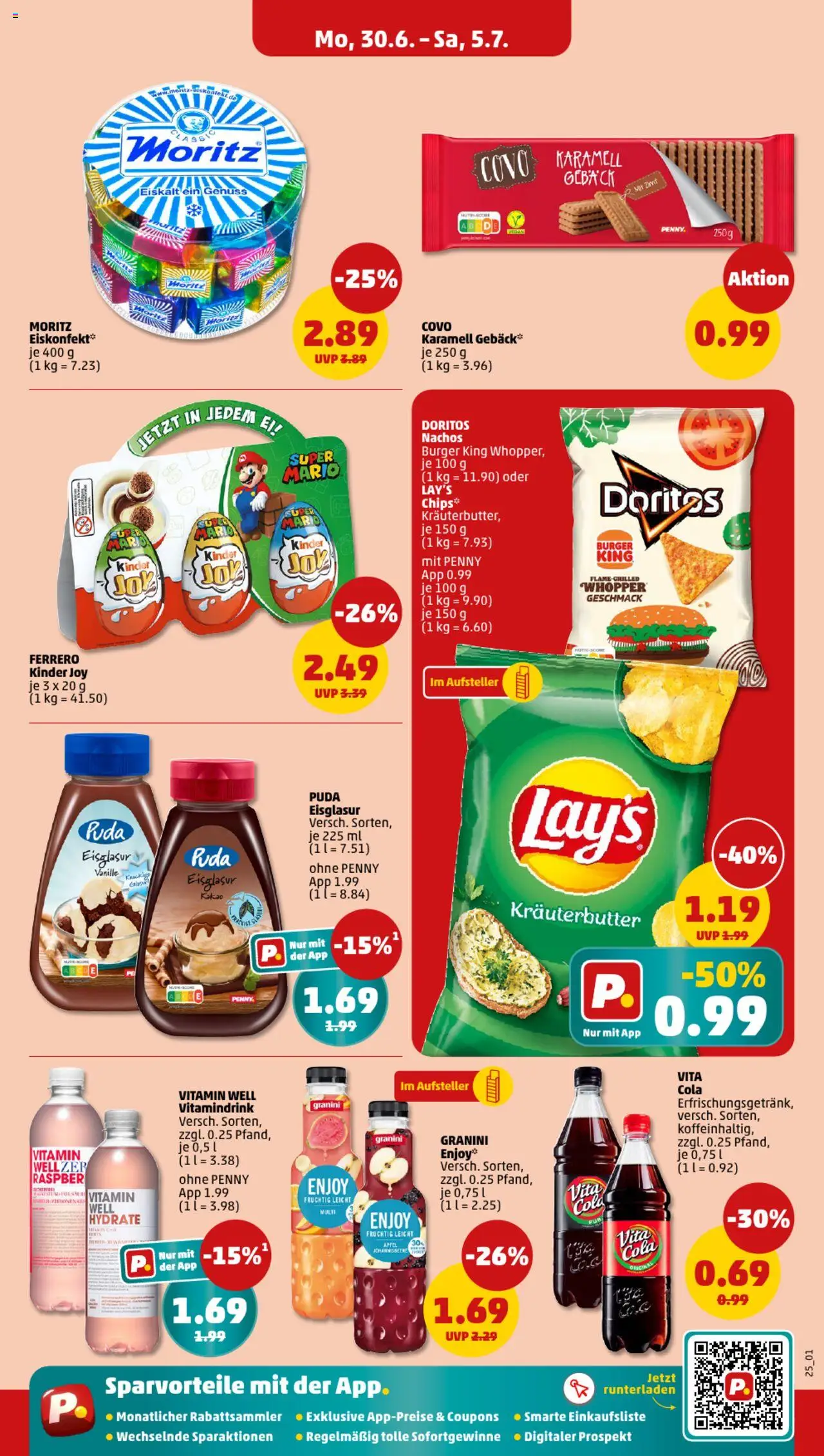 Penny Prospekt 	 - gültig ab dem 30.06.2025 | Seite: 25 | Produkte: Butter, Burger, Kinder joy, Chips