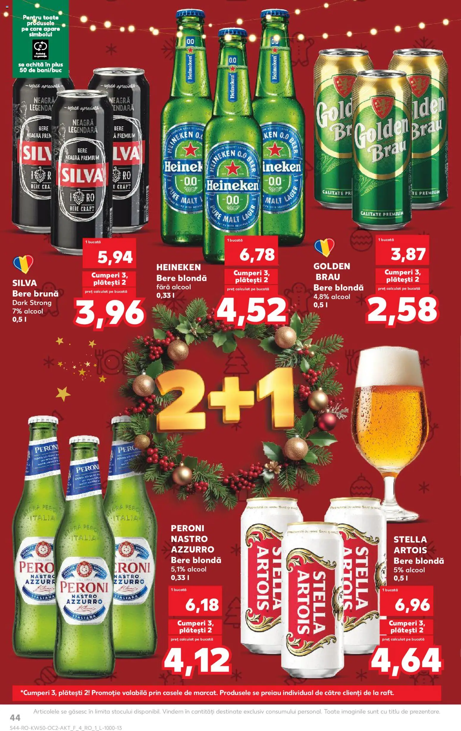 Kaufland RO akciós ujság - amely érvényes a következő dátumtól: 10.12.2025 | Oldal: 44 | Termékek: Heineken, Stella artois