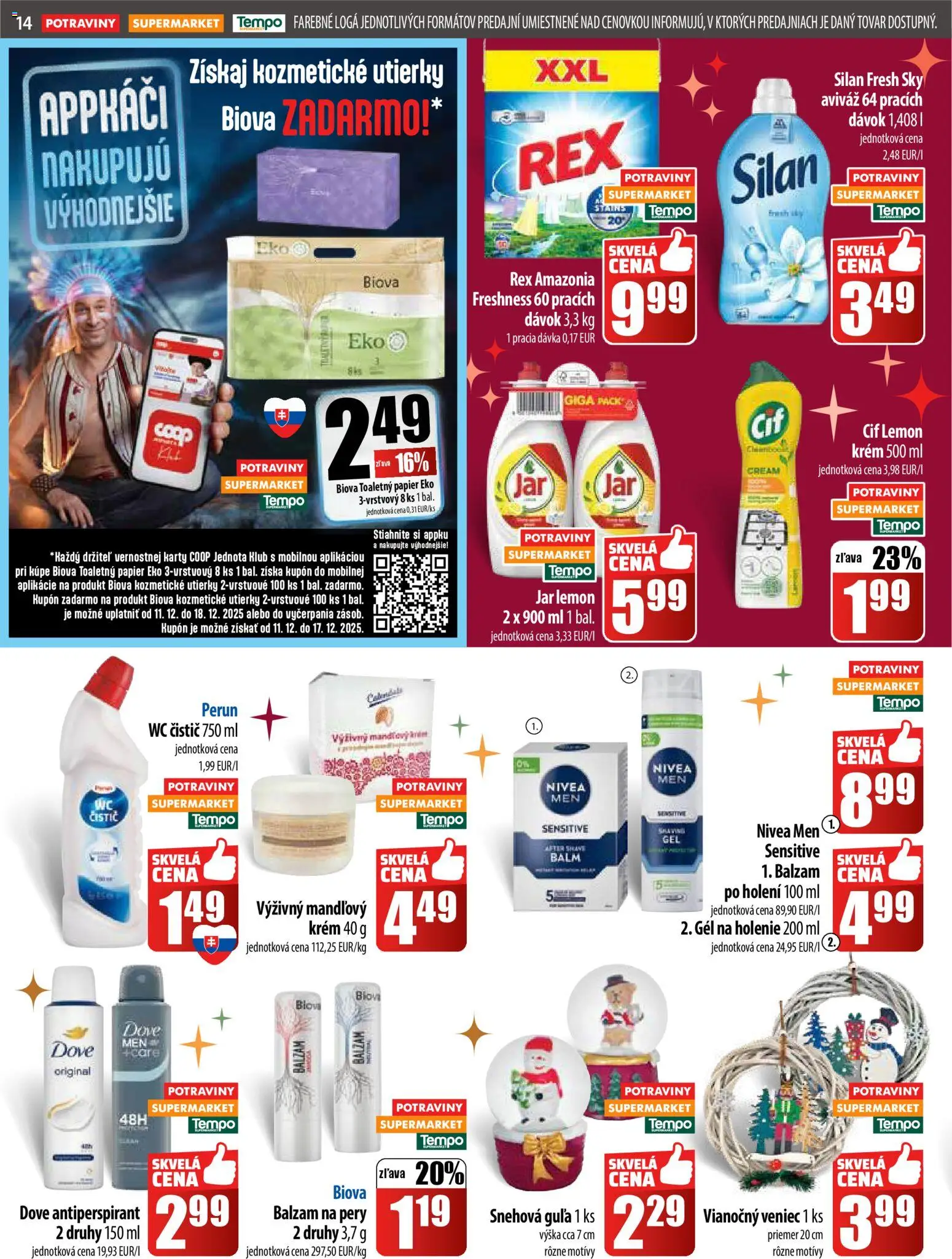 Nové COOP Jednota akcie – leták je platný od 11.12.2025 | Strana: 14 | Produkty: Wc, Silan, Krém, Cif
