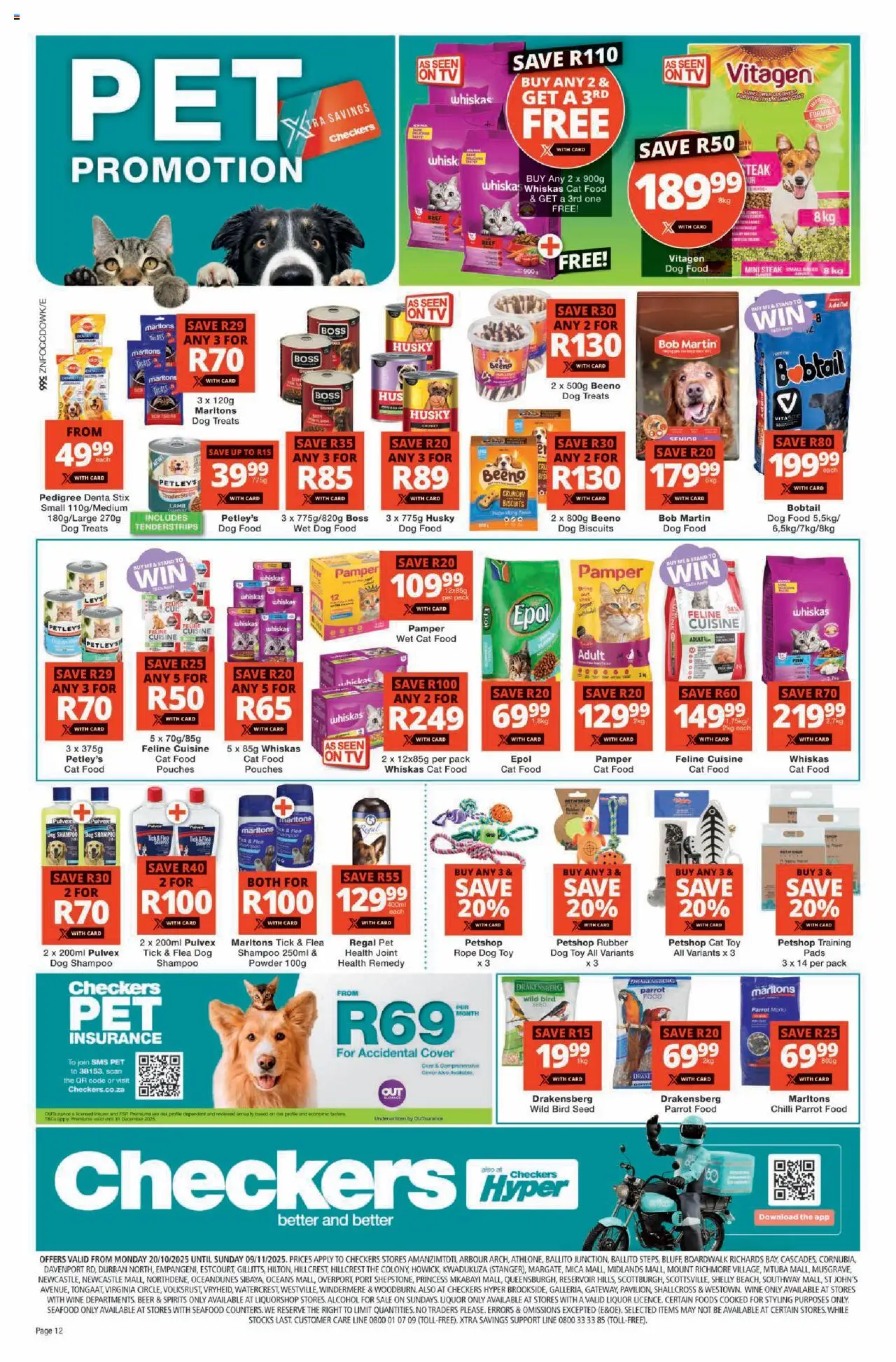 New Checkers catalogue – valid from 20.10.2025 | Page: 12 | Products: Coat, Cover, Beef, Cat food
