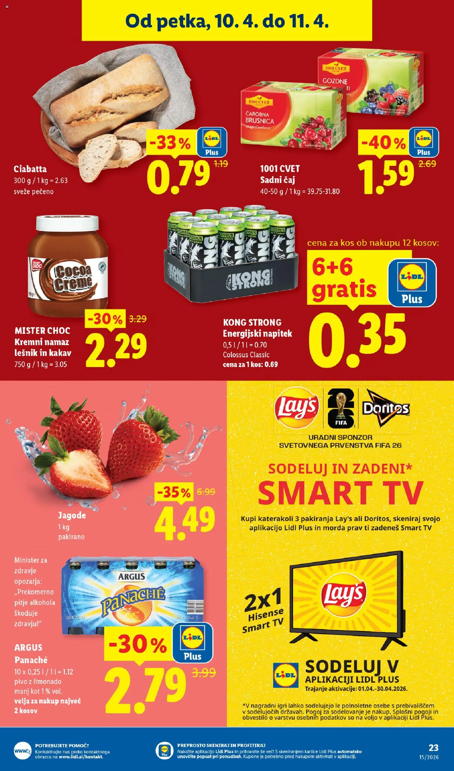 Novi Lidl katalog ponudbe – veljaven od 09.04.2026 | Stran: 45 | Izdelki: Tv, Escoba, Namaz, Ciabatta