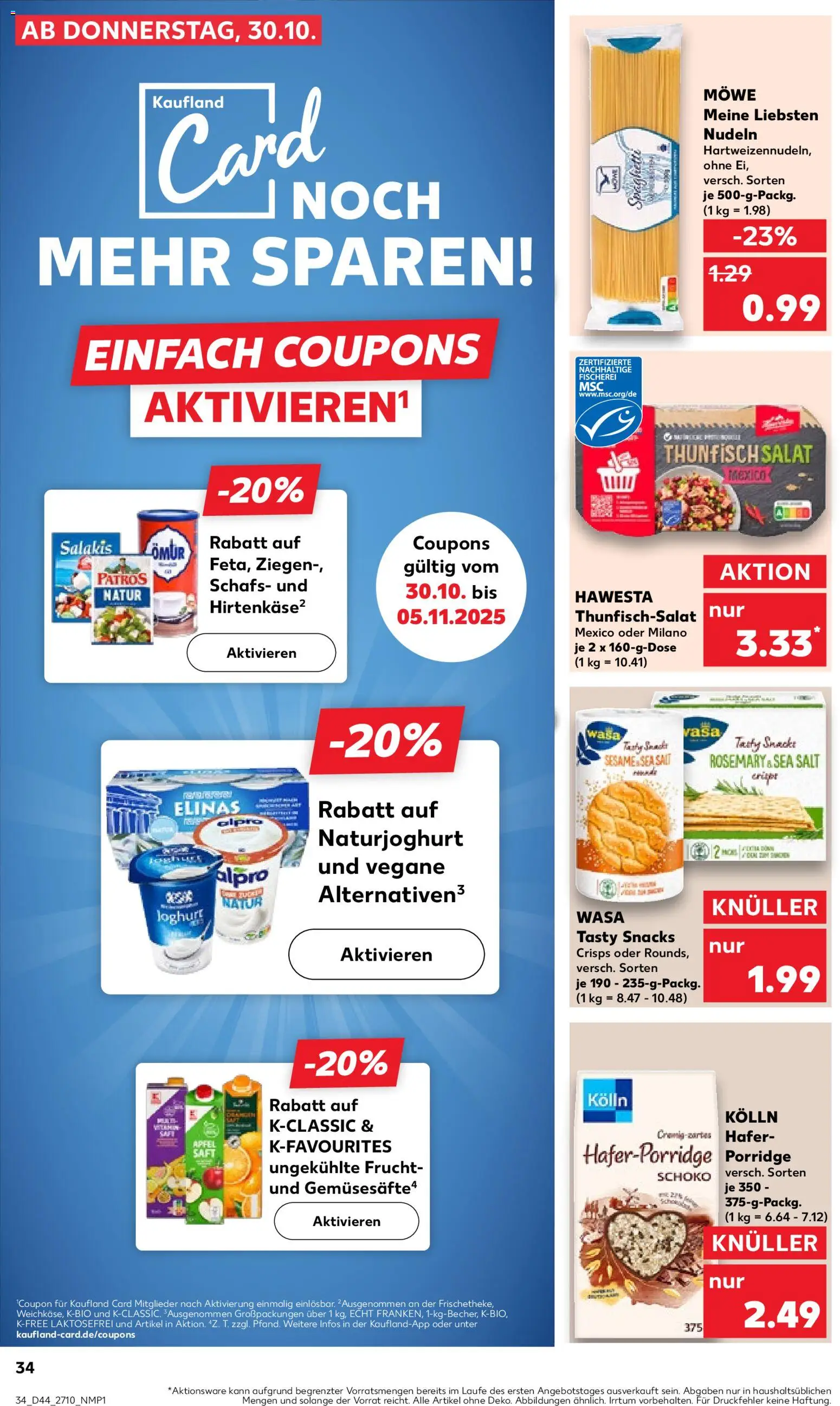 Kaufland prospekt Leipzig	 – gültig ab 30.10.2025 | Seite: 34 | Produkte: Kolln, Alpro, Pasta, Salat