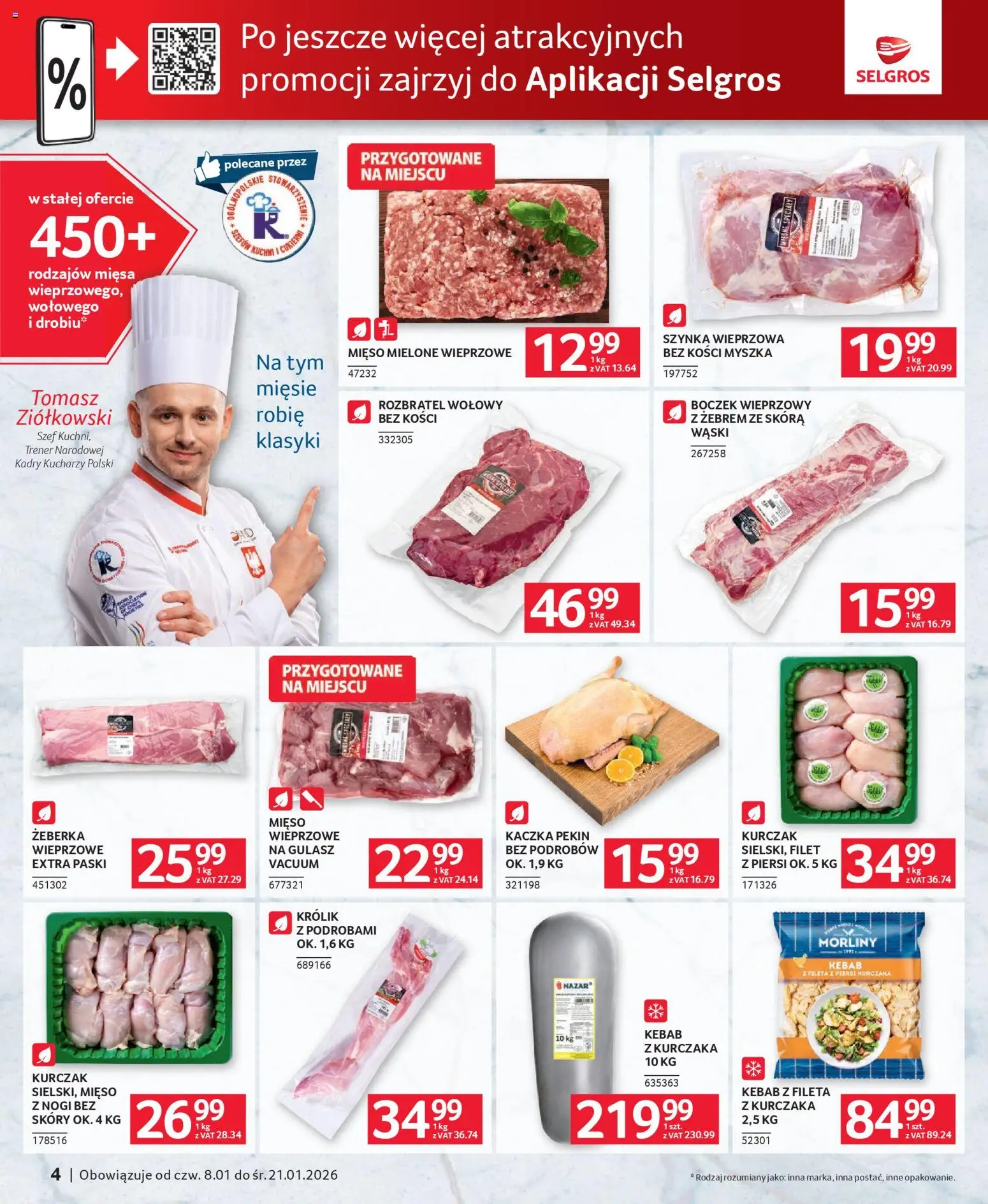 Selgros cash&carry Gazetka - Oferta dla gastronomii od 08.01.2026 | Strona: 4 | Produkty: Piersi, Kaczka, Myszka, Gulasz