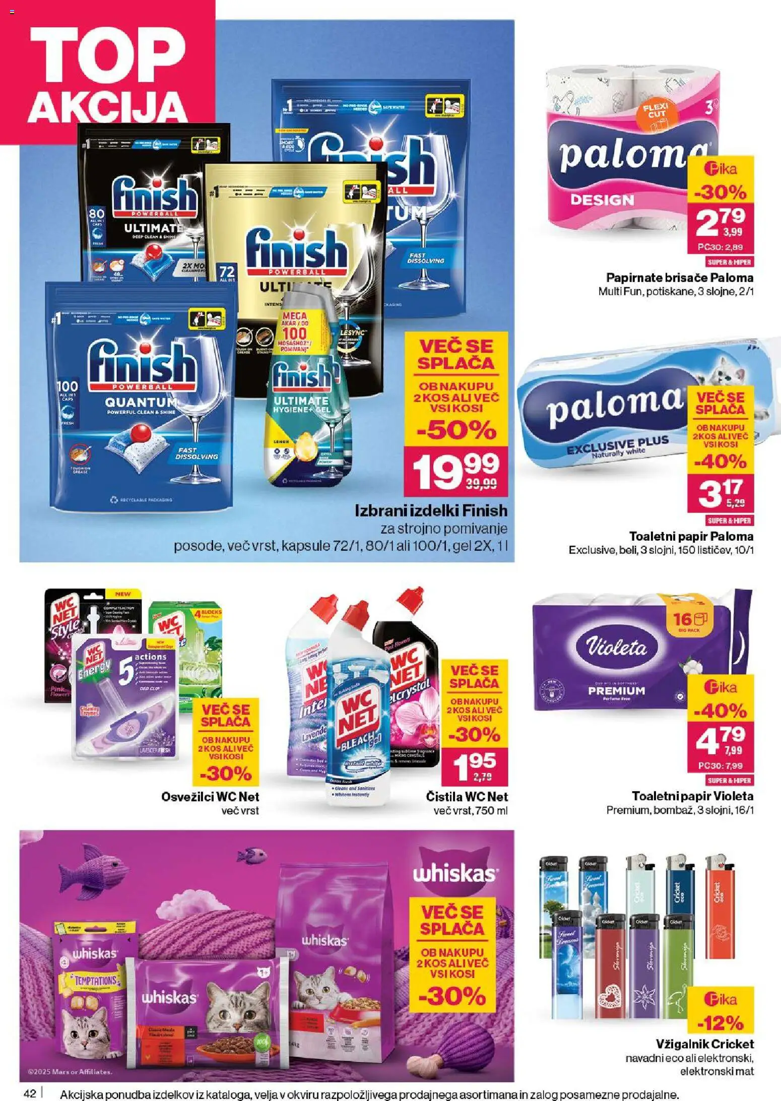 Novi Mercator katalog ponudbe – veljaven od 13.11.2025 | Stran: 44 | Izdelki: Čistila, Toaletni papir, Papirnate brisače, Kos