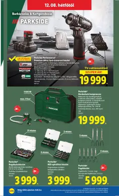 Parkside® Hordozható kompresszor, Robusztus ház hordfogantyúval, 4 vibráció elleni lábbal, valamint beépített tartozék- és kábelrekesszel Kevés karbantartást igénylő, olajmentes egyhengeres motor Motorteljesítmény: kb. 1100 W Szívóteljesítmény: max. 180 l/perc /db - amely érvényes a következő dátumtól: 04.12.2025 | Oldal: 42