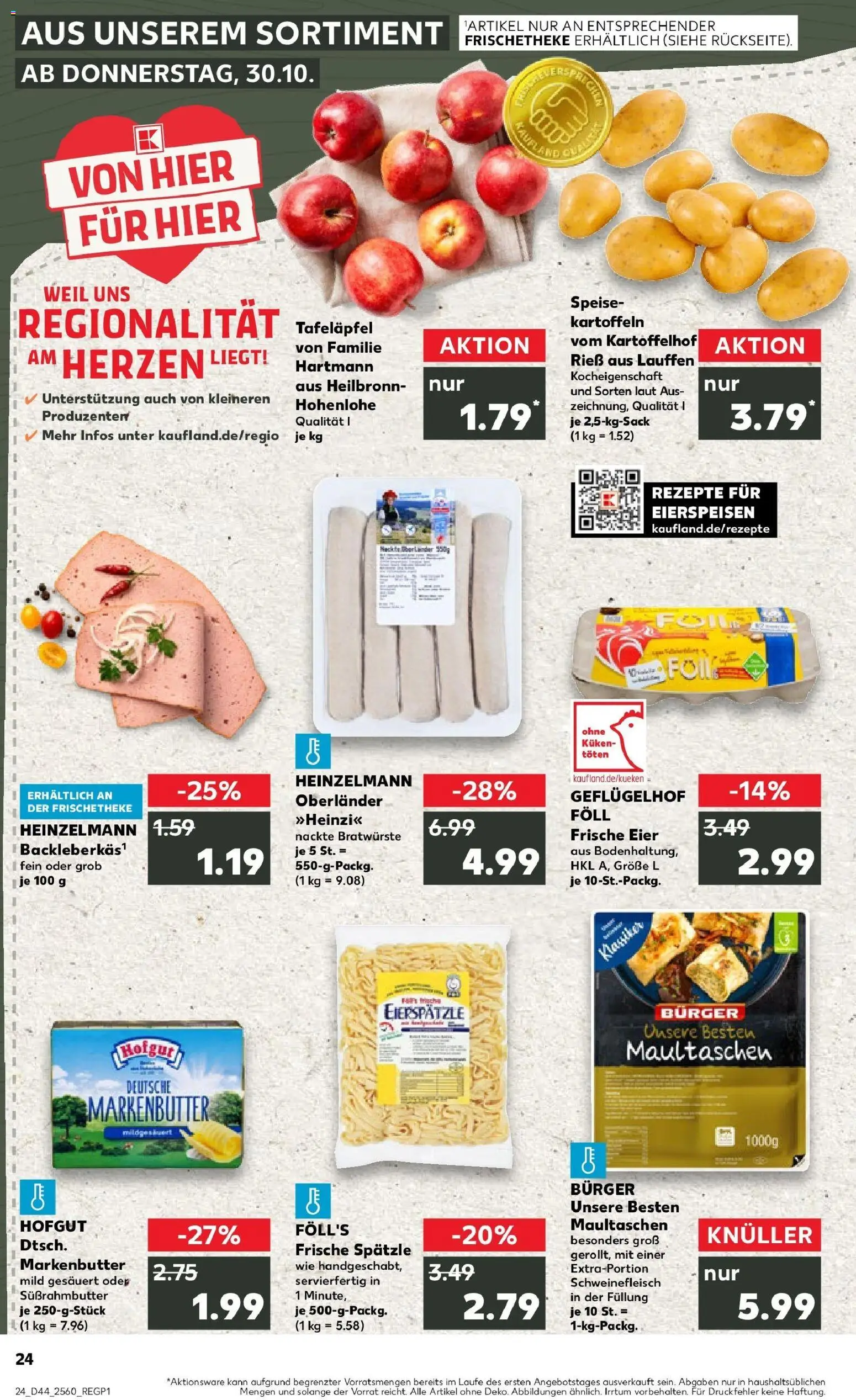 Kaufland prospekt Steinheim An Der Murr	 – gültig ab 30.10.2025 | Seite: 24 | Produkte: Butter, Kartoffeln, Schweinefleisch, Maultaschen