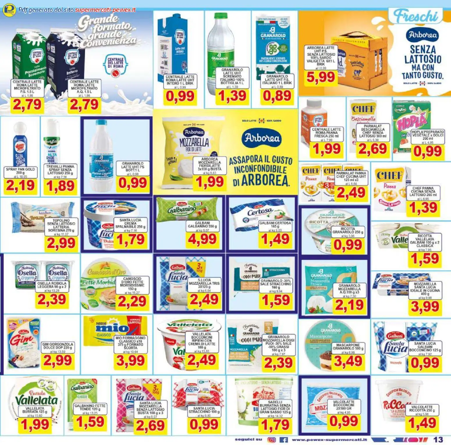 Volantino Pewex del 06.03.2026 | Pagina: 13 | Prodotti: Ricotta, Besciamella, Valigetta, Bottiglia