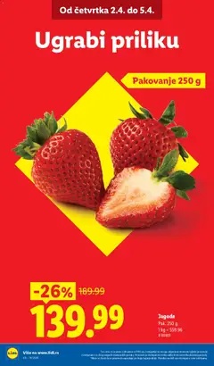 Jagode, Pak. 250 g - pregled Lidl kataloga - važi od 02.04.2026 | Strana: 2 | Proizvode: Jagode, Pakovanje