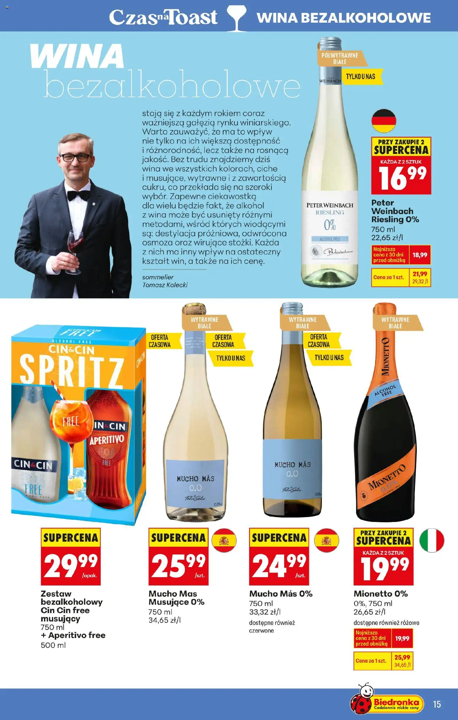 Biedronka gazetka - Czas na toast od 02.01.2026 | Strona: 15 | Produkty: Riesling, Alkohol