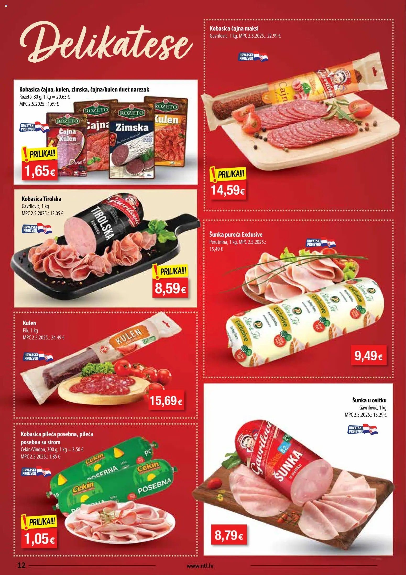 NTL katalog | vrijedi od 19.11.2025 | Stranica: 12 | Proizvodi: Šunka, Narezak, Kobasica, Kulen
