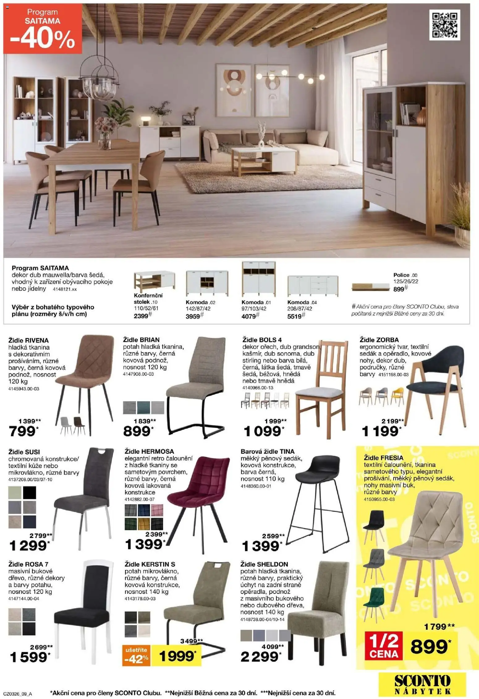 Sconto nábytek leták od 11.02.2026 | Strana: 9 | Produkty: Komoda, Židle, Police, Barvy