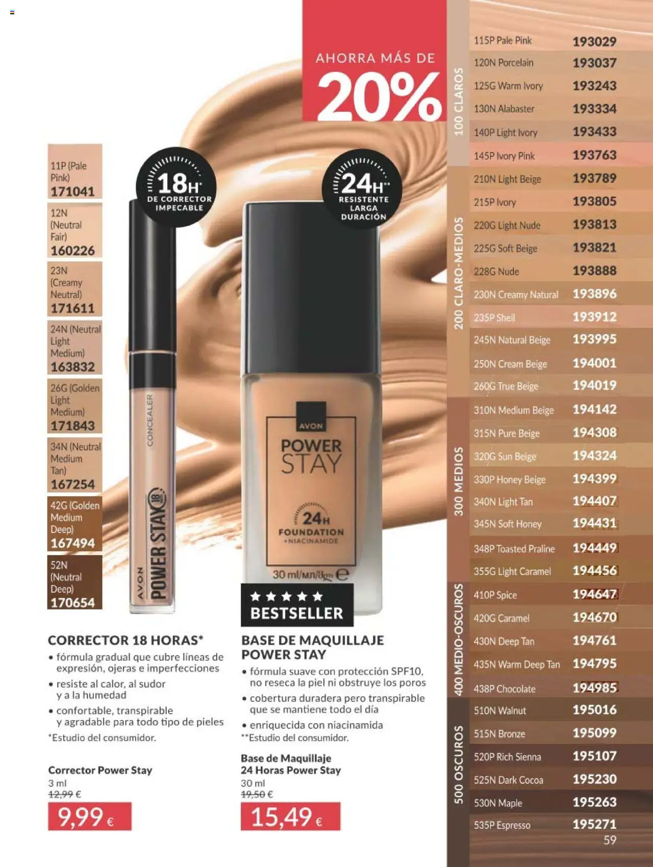 Catálogo AVON campaña 7 │ válido desde el 01.07.2025 | Página: 59 | Productos: Maquillaje, Corrector, Chocolate, Base de maquillaje