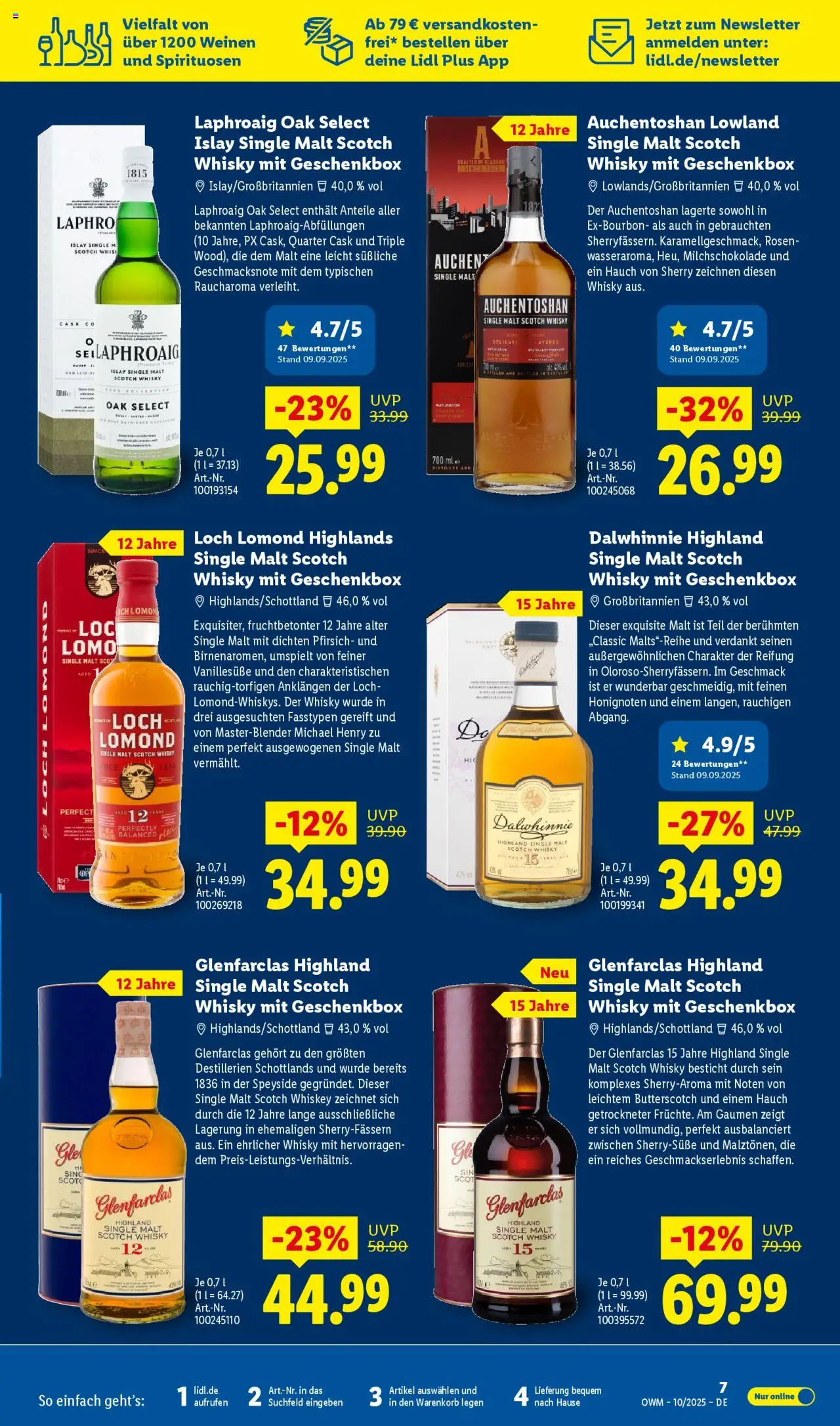 Lidl Wein & Spirituosen im Onlineshop – gültig ab 01.10.2025 | Seite: 7 | Produkte: Whisky, Pfirsich, Whiskey