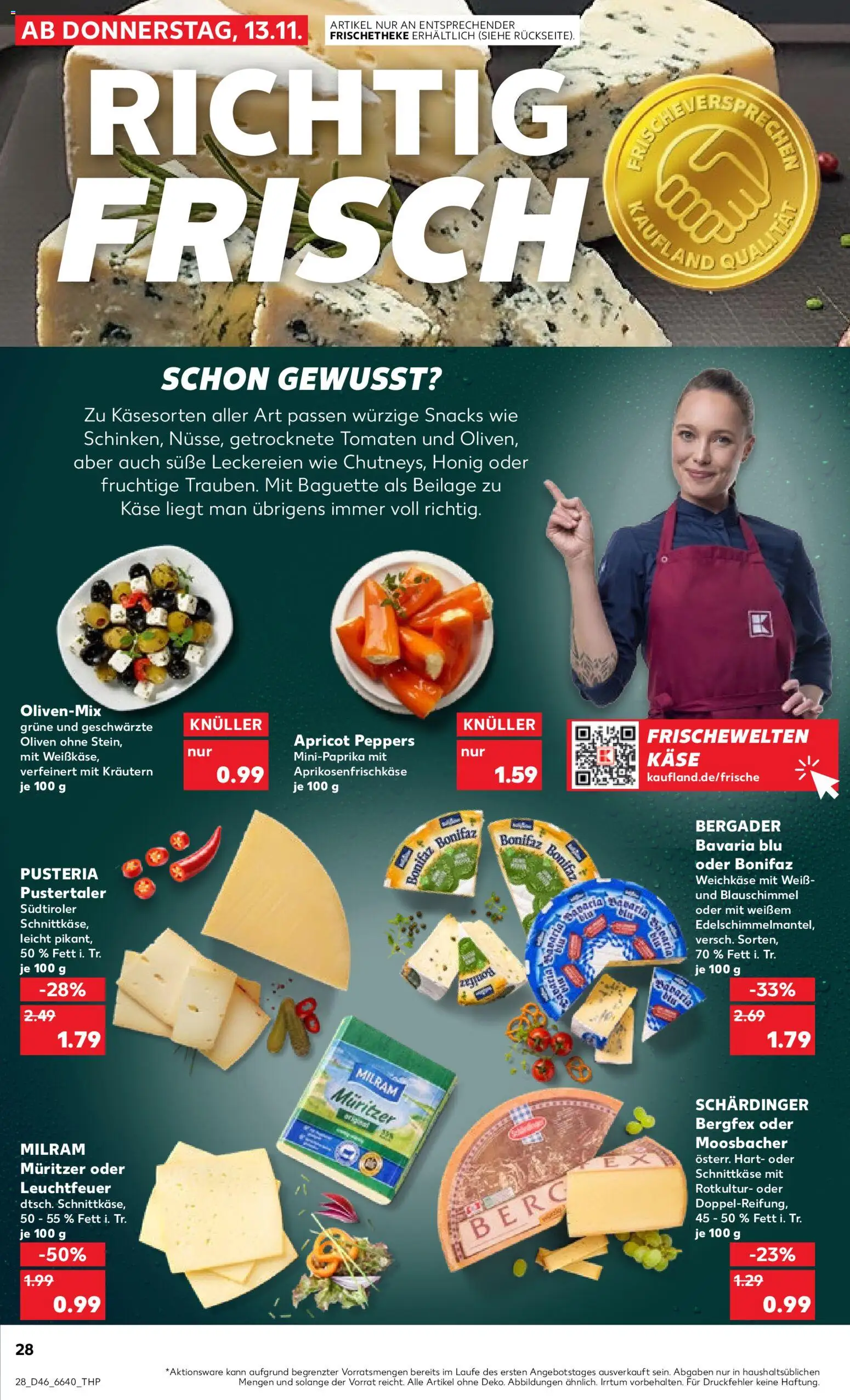 Kaufland prospekt Stuttgart	 – gültig ab 13.11.2025 | Seite: 28 | Produkte: Käse, Baguette, Tomaten, Milram