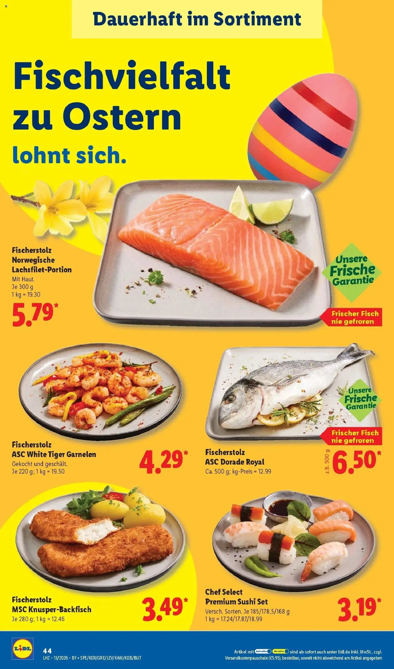 Lidl Prospekt Ehringshausen – gültig ab 23.03.2026 | Seite: 66 | Produkte: Dorade, Garnelen, Fisch, Tiger garnelen