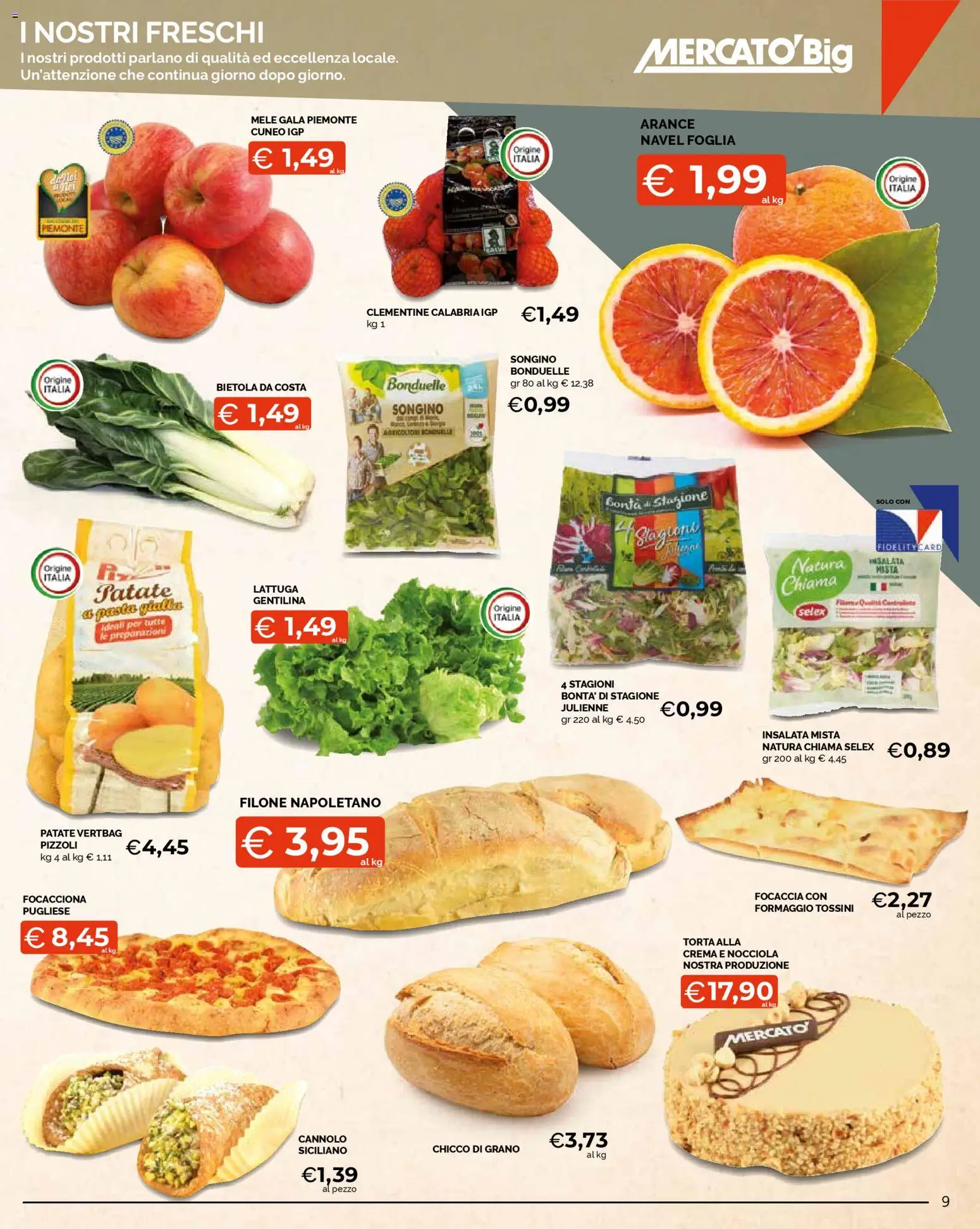 Volantino Mercatò del 10.11.2025 | Pagina: 9 | Prodotti: Mele, Arance, Insalata, Torta