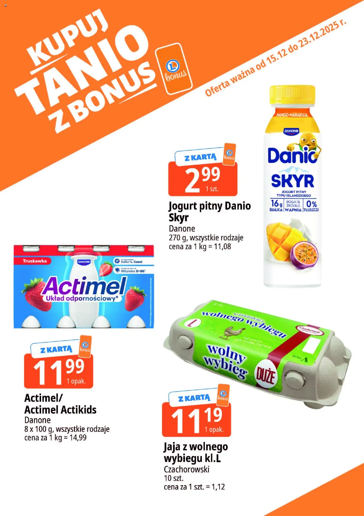 E.Leclerc Gazetka - Zielona Góra kupony dodatkowe od 15.12.2025 | Strona: 22 | Produkty: Jogurt pitny, Jogurt, Jaja, Skyr