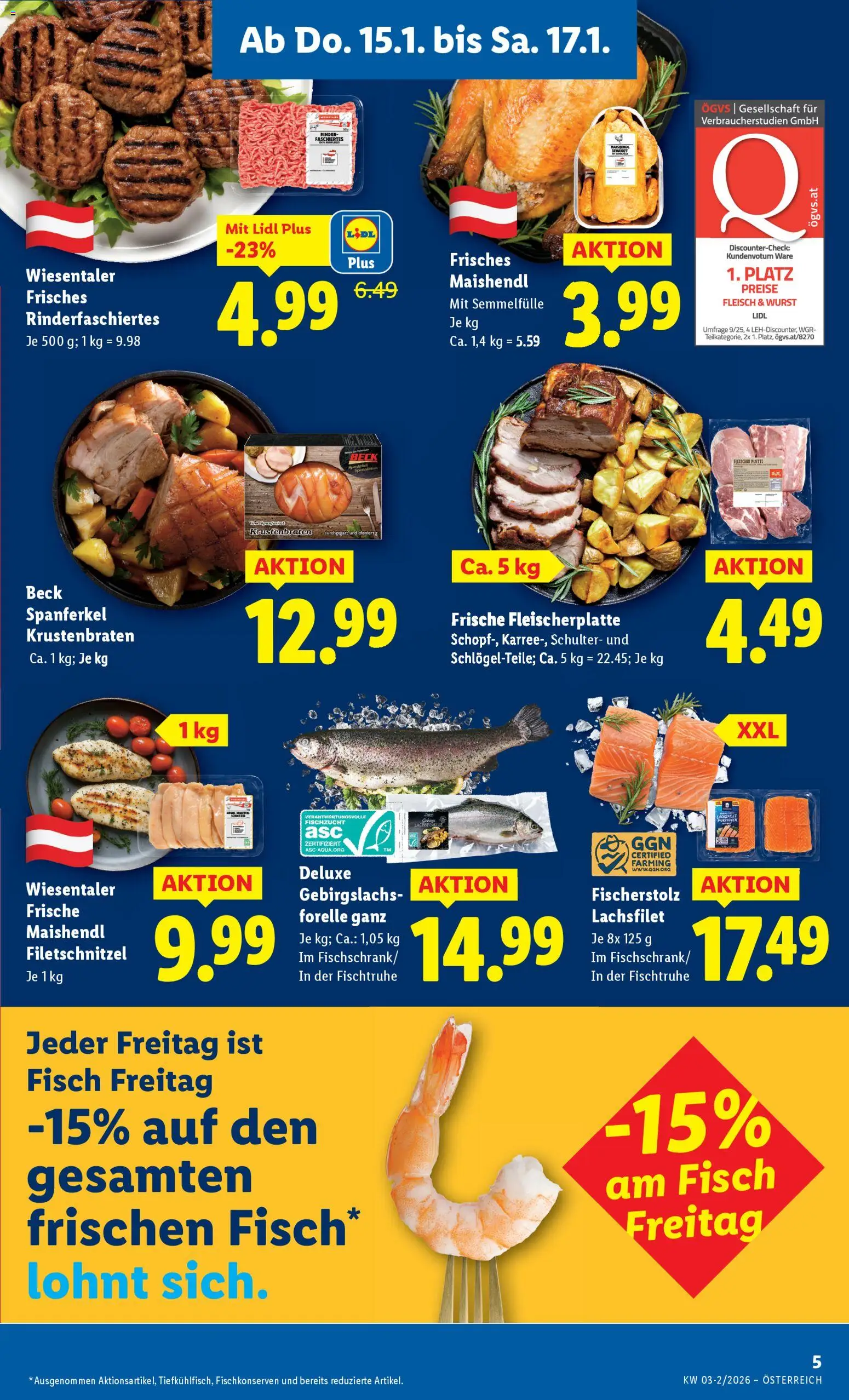Lidl Oberpullendorf, Güssing, Oberwart gültig ab 15.01.2026 | Seite: 9 | Produkte: Wurst, Fisch