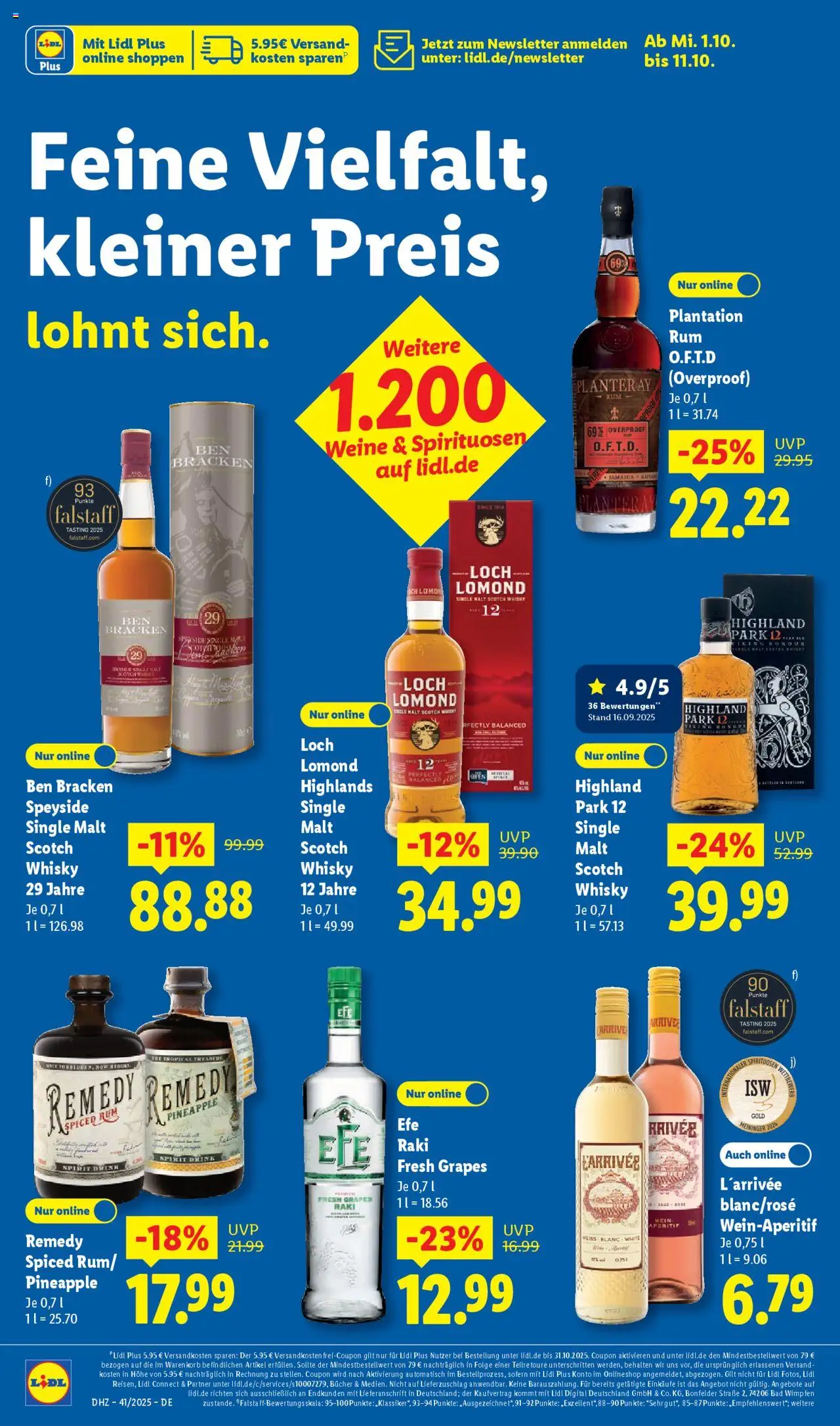 Lidl Prospekt Hilders – gültig ab 06.10.2025 | Seite: 62 | Produkte: Whisky, Rum, Bad, Wein