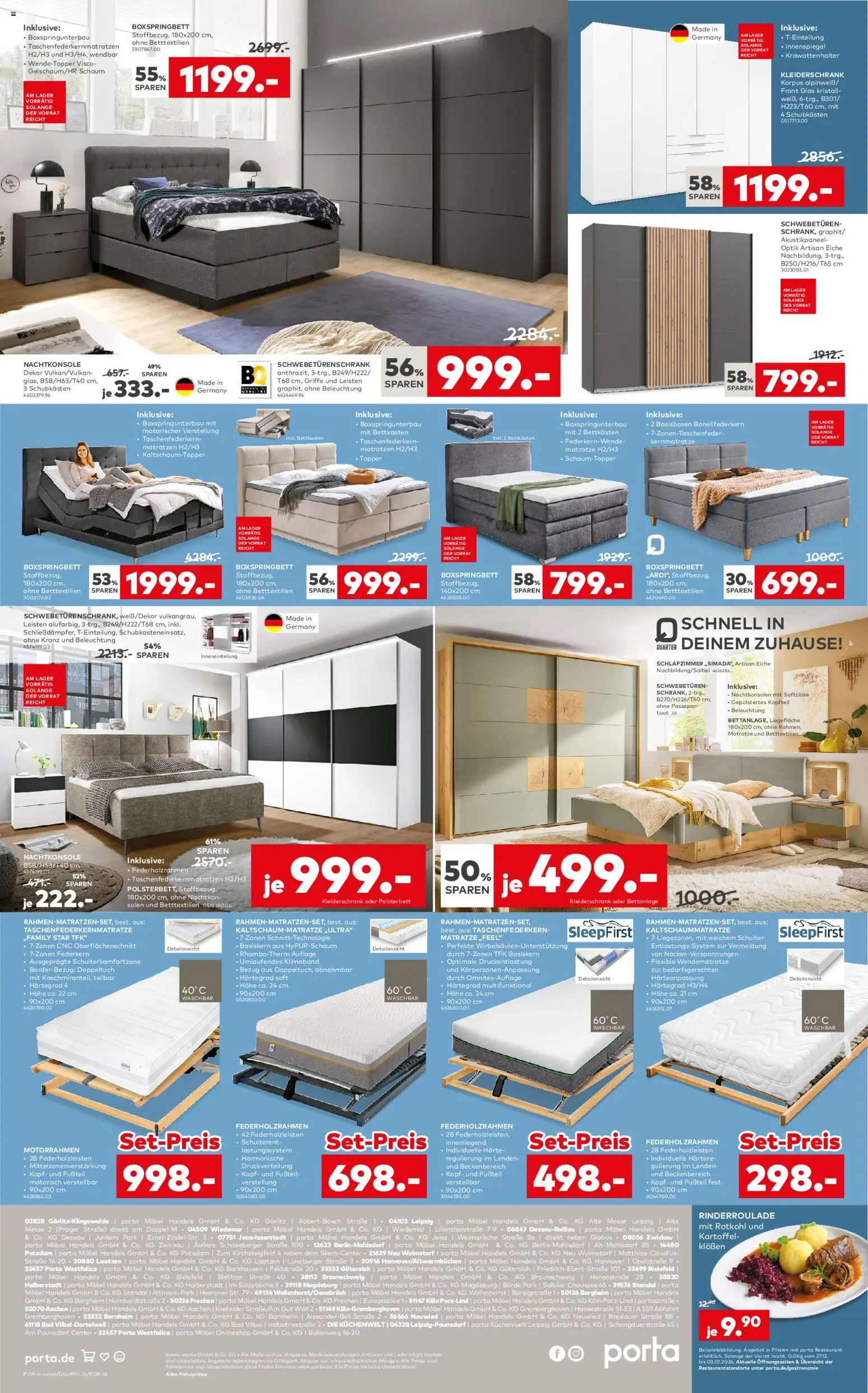 Porta! Frohes neues Sparen Berlin – gültig ab 26.12.2025 | Seite: 4 | Produkte: Matratze, Kleiderschrank, Boxspringbett, Topper
