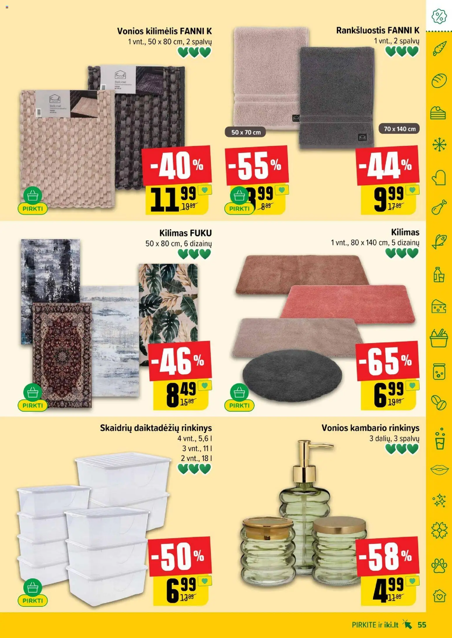 IKI akcijos nuo 01.05.2026 | Puslapis: 55 | Prekių: Rankšluostis, Kilimėlis, Vonios kilimėlis, Kilimas