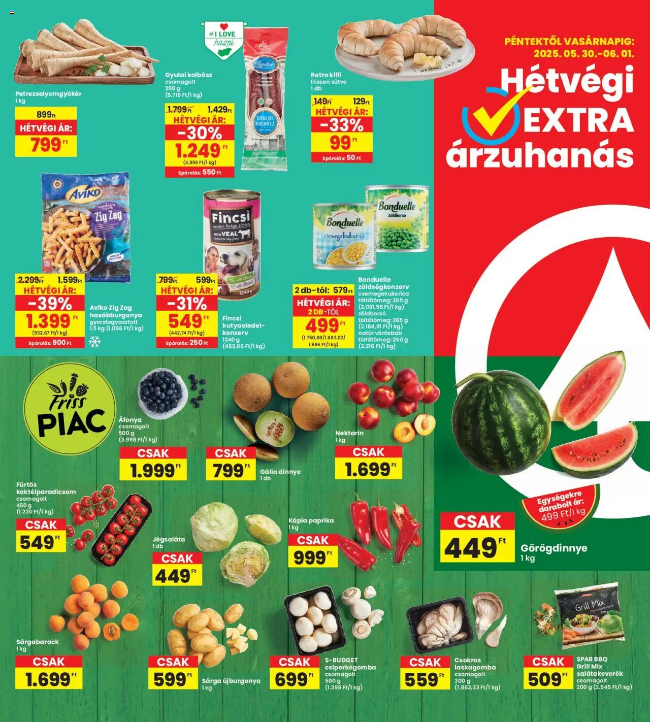 Interspar akciós ujság - amely érvényes a következő dátumtól: 29.05.2025 | Oldal: 21 | Termékek: Zöldborsó, Jégsaláta, Gyulai kolbász, Hasábburgonya