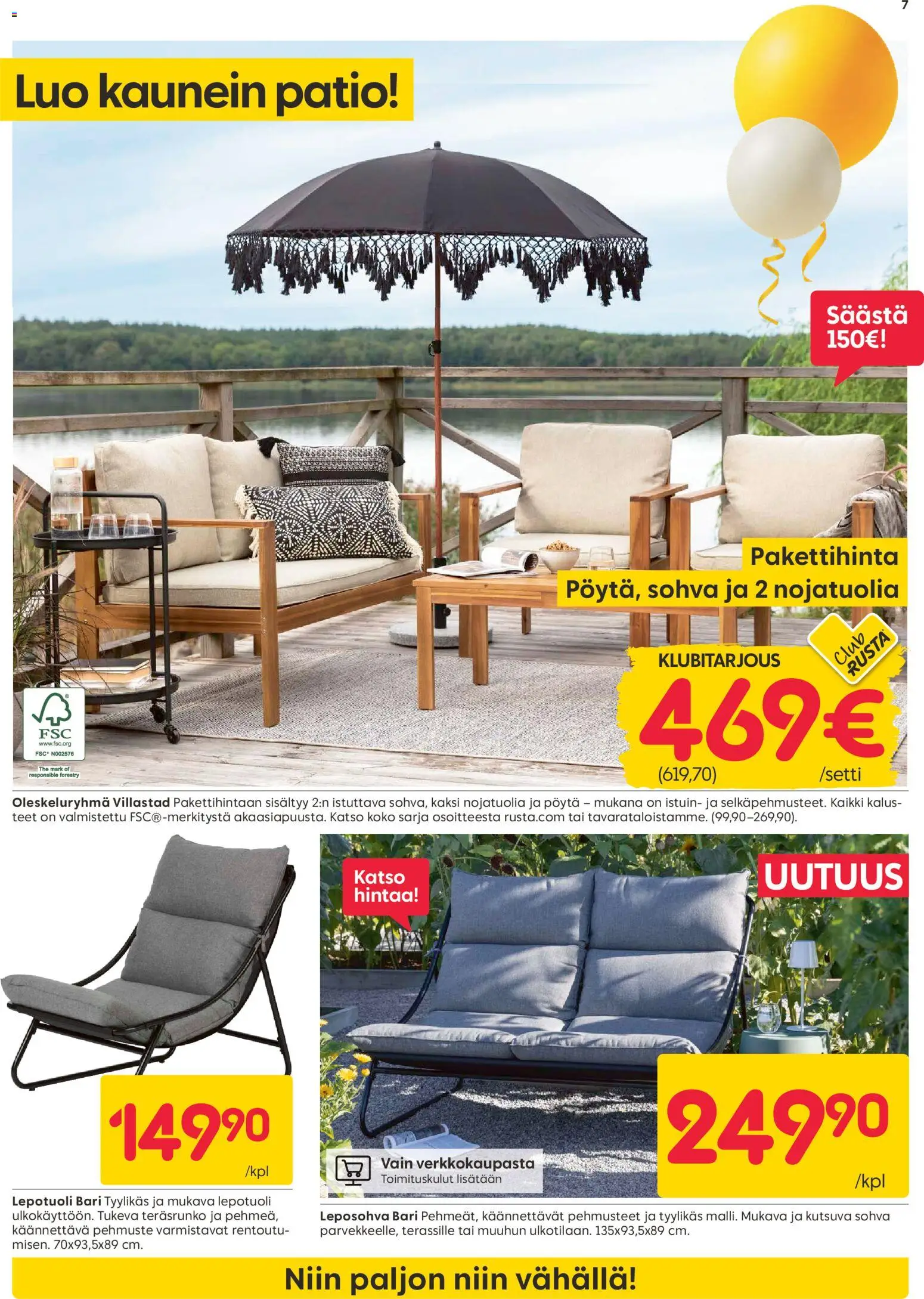 Rusta tarjoukset – voimassa 13.04.2026 alkaen | Sivu: 7 | Tuotteet: Lepotuoli, Sohva, Pöytä