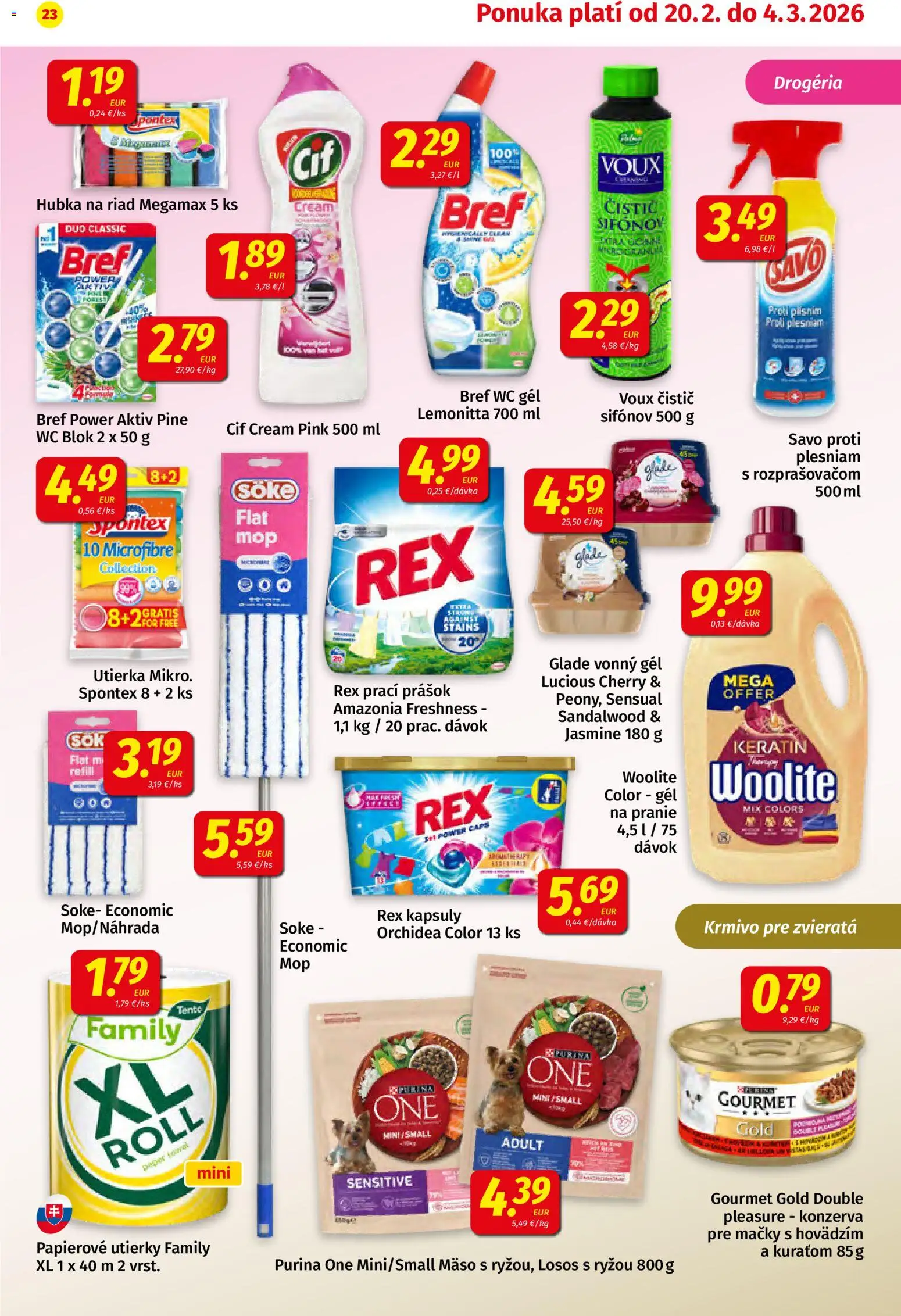 Nové Koruna akcie – leták je platný od 20.02.2026 | Strana: 23 | Produkty: Prací prášok, Savo, Losos, Orchidea