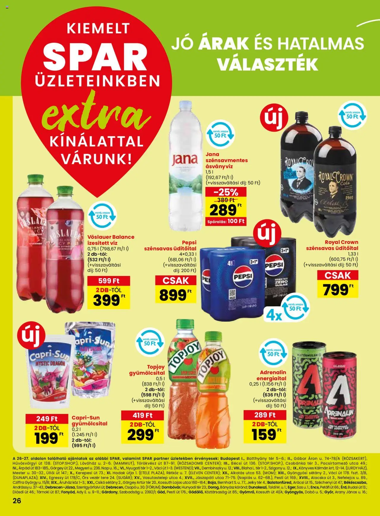 Spar akciós ujság - amely érvényes a következő dátumtól: 14.08.2025 | Oldal: 7 | Termékek: Gyümölcsital, Energiaital, Pepsi, Ásványvíz