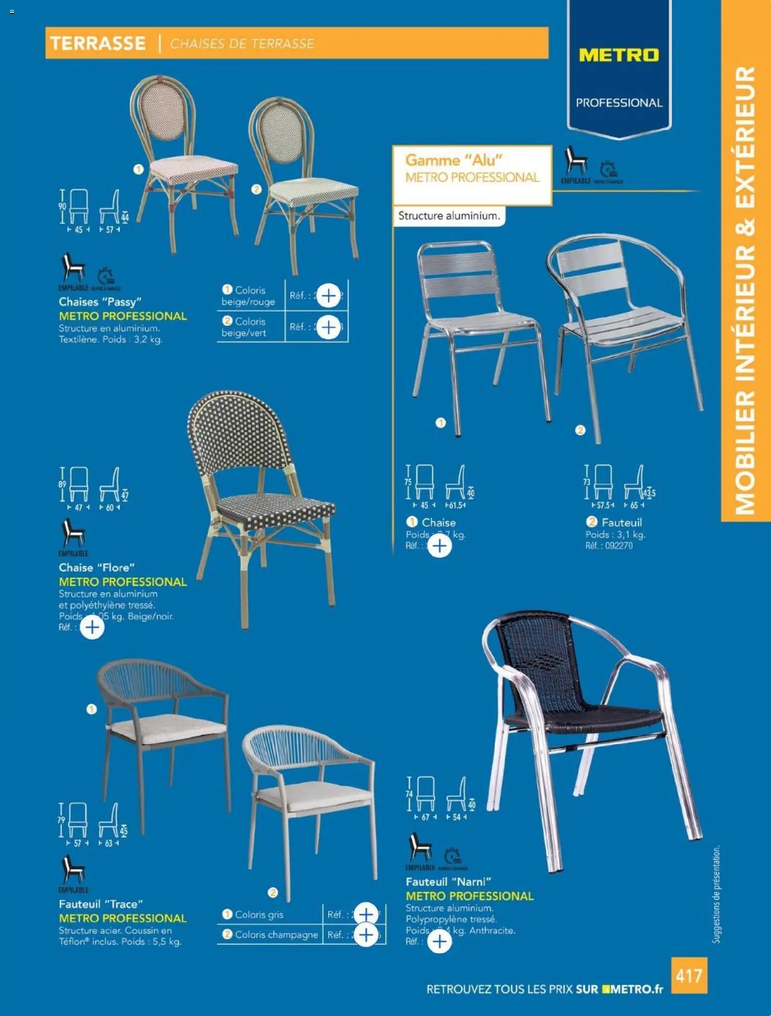 {H1} | Page: 417 | Produits: Poids, Champagne, Fauteuil, Chaise