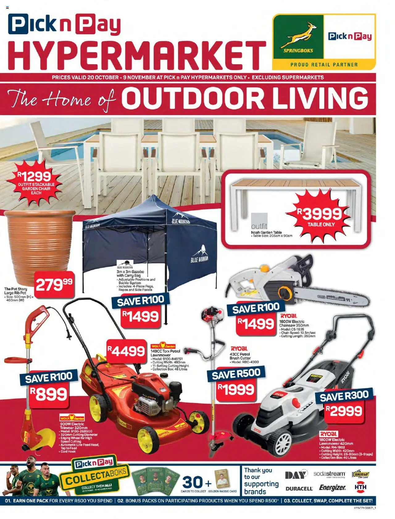 New Pick n Pay catalogue – valid from 20.10.2025 | Page: 1 | Products: Bag, Chainsaw, Table, Water