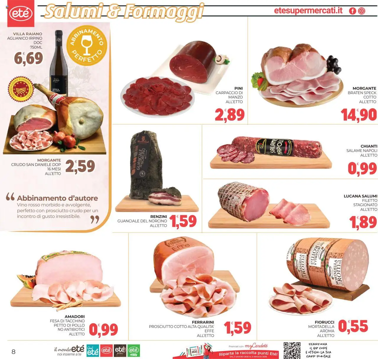 Volantino Eté del 21.10.2025 | Pagina: 8 | Prodotti: Prosciutto Crudo, Tacchino, Prosciutto, Guanciale