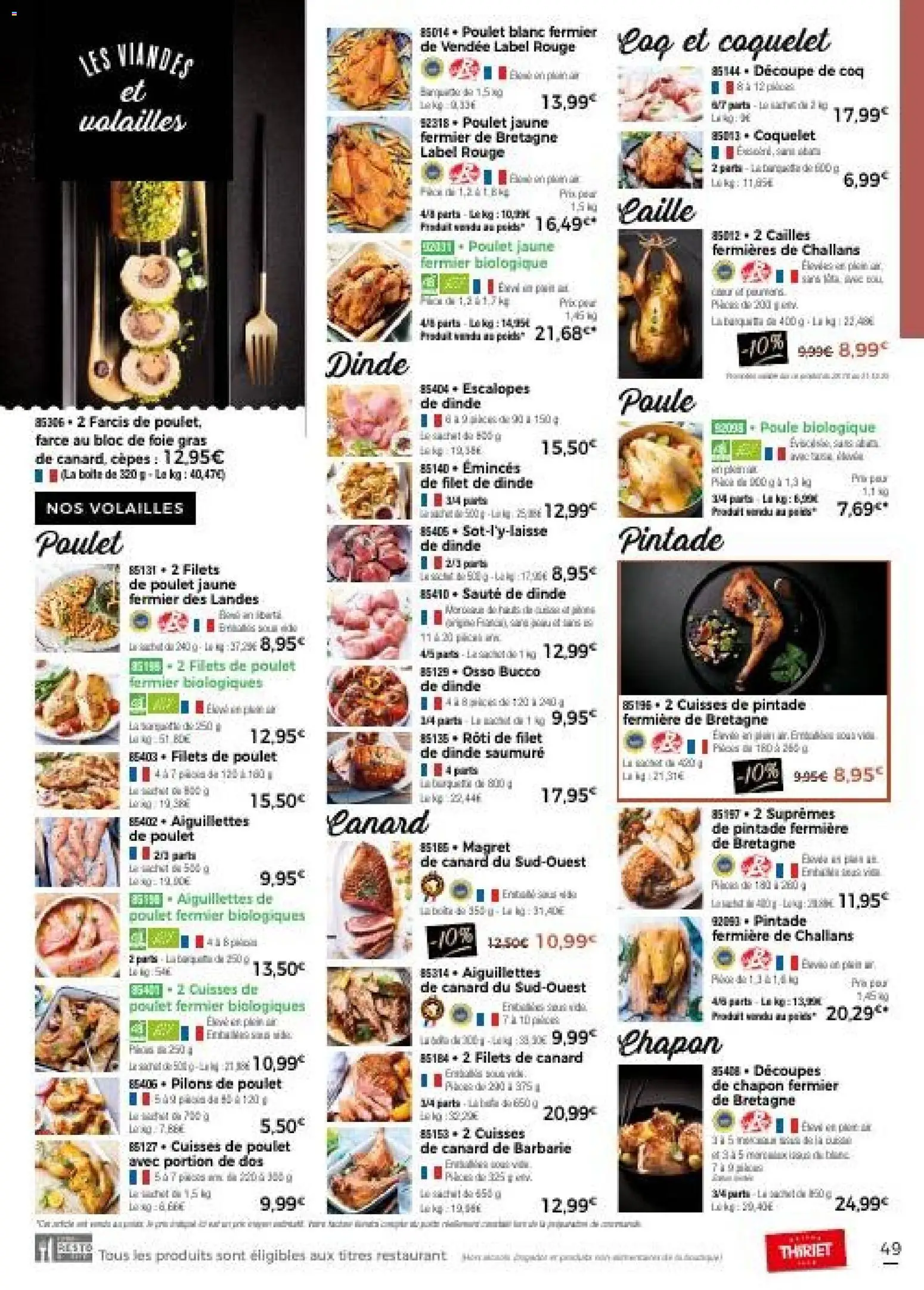 {H1} | Page: 49 | Produits: Filet de dinde, Chapon, Cuisses de canard, Pintade