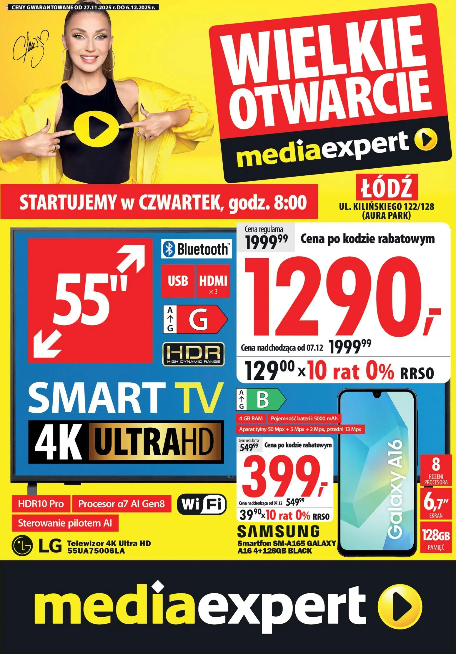 Mediaexpert Gazetka - Wielkie otwarcie Łódź  od 27.11.2025 | Strona: 1 | Produkty: Smartfon, Telewizor