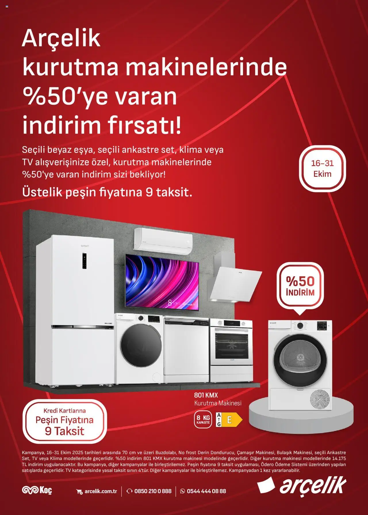 Arçelik İklimlendirme Kataloğu - 16.10.2025 tarihinden itibaren geçerlidir | Sayfa: 1 | Ürünler: Kurutma makinesi, TV, Klima