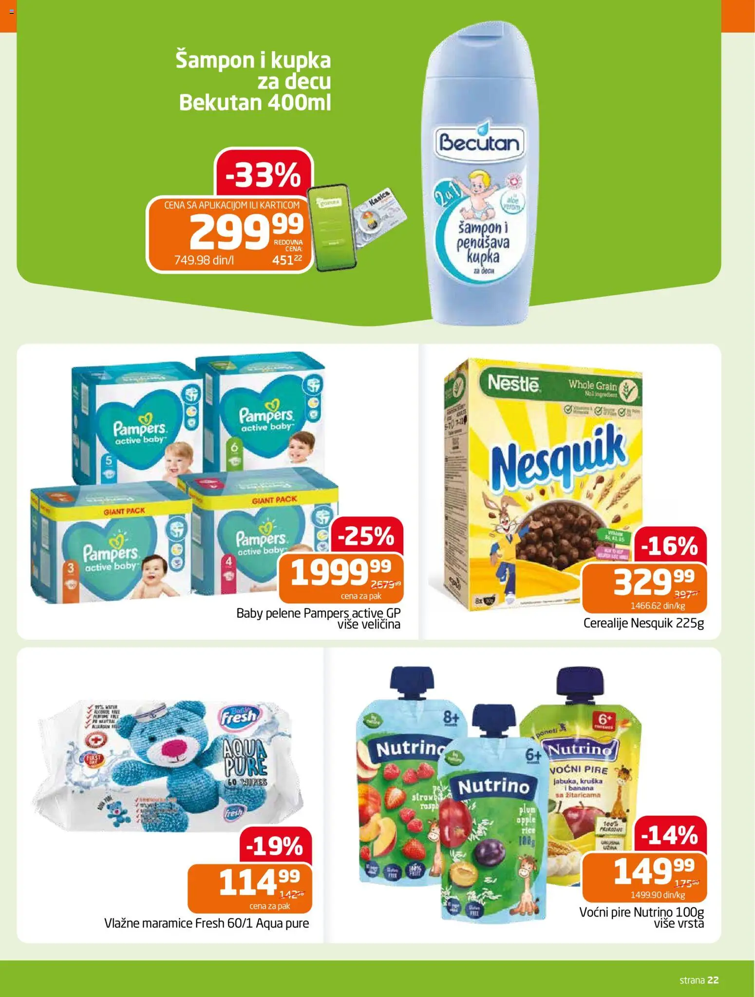Gomex katalog - važi od 18.03.2026 | Strana: 22 | Proizvode: Banana, Šampon, Nesquik, Pelene