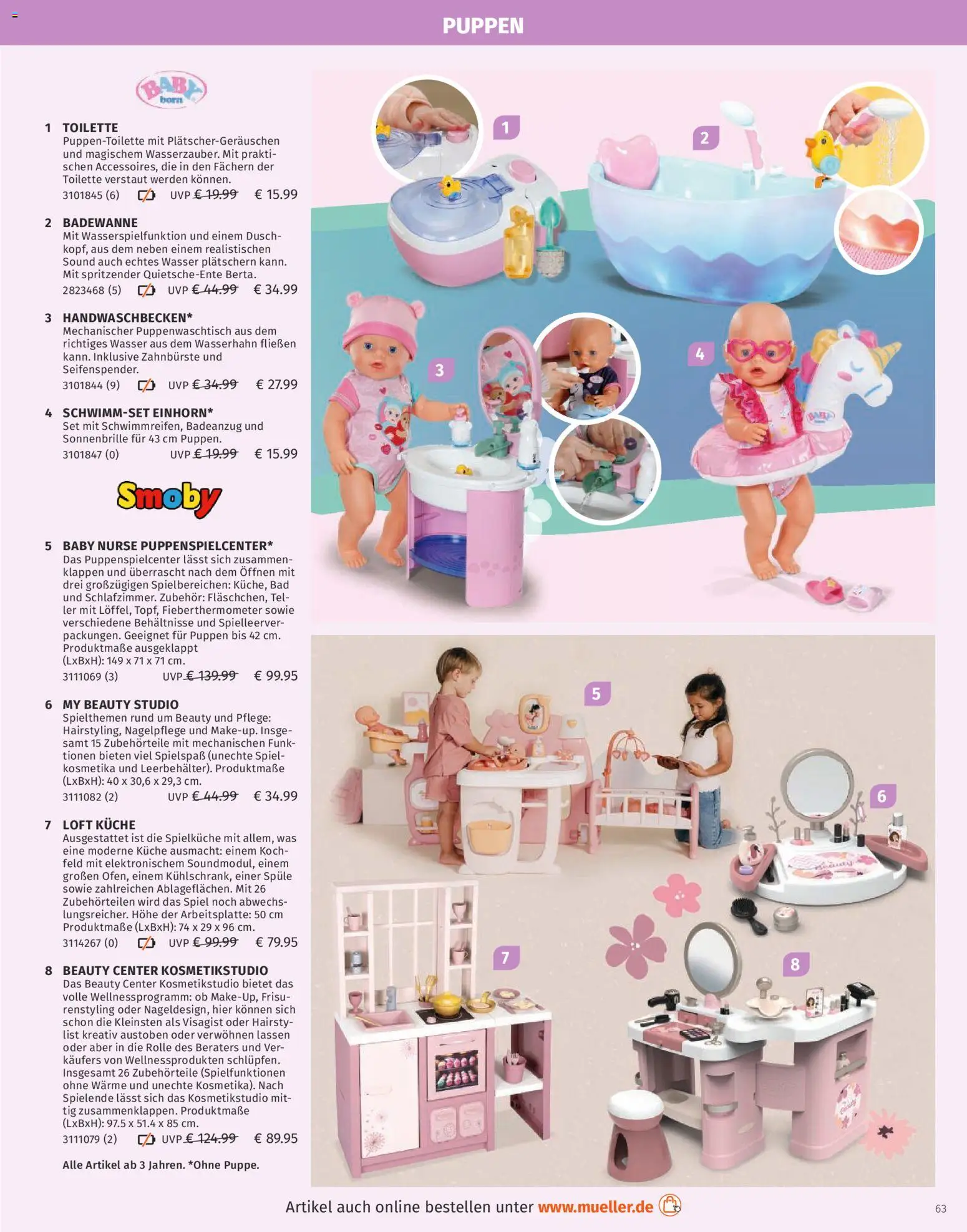 Müller Spielwarenkatalog – gültig ab 27.10.2025 | Seite: 63 | Produkte: Spiel, Toilette, Zahnbürste, Wasser