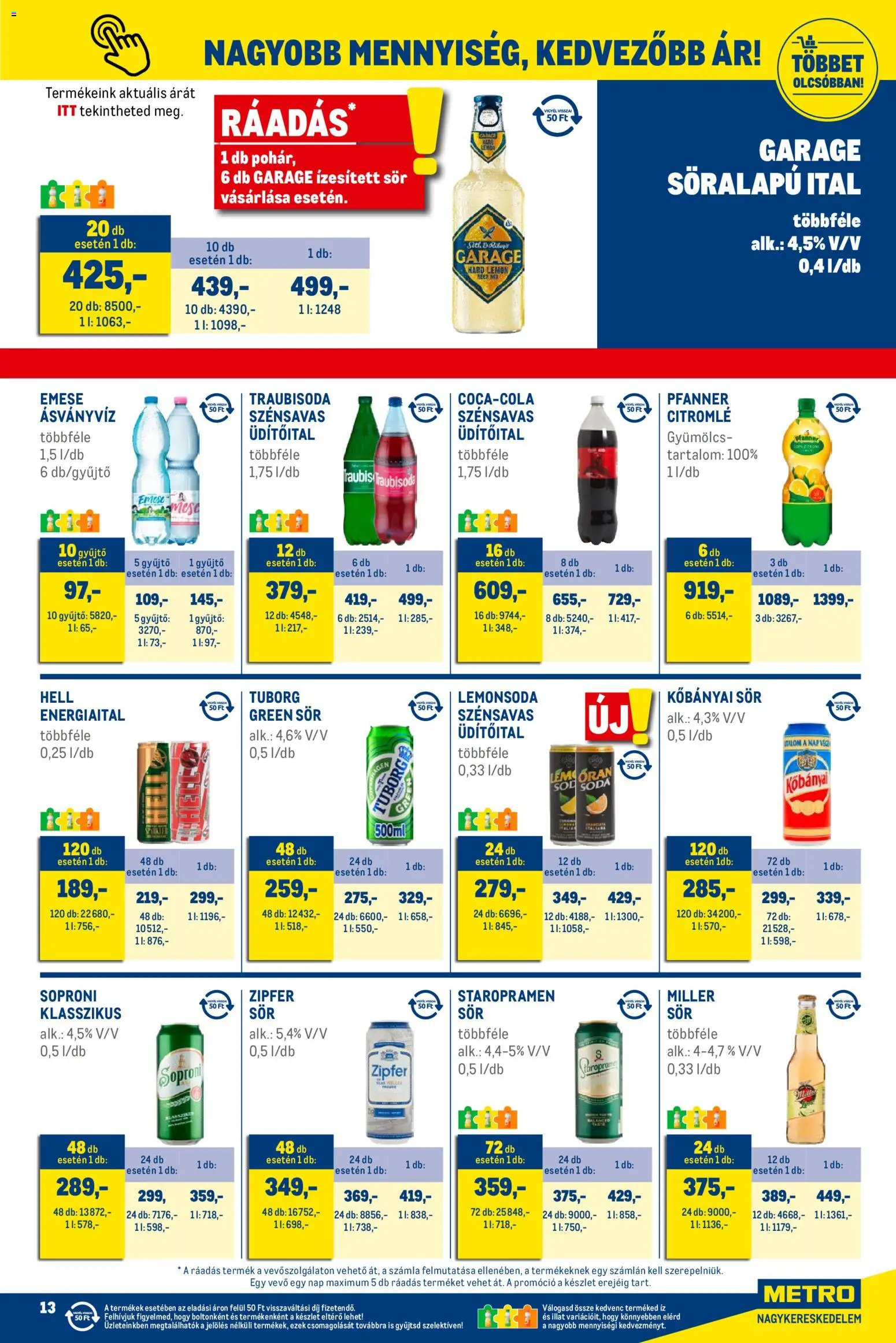 Metro akciós ujság - amely érvényes a következő dátumtól: 01.12.2025 | Oldal: 13 | Termékek: Kisela pavlaka, Energiaital, Ásványvíz, Sör