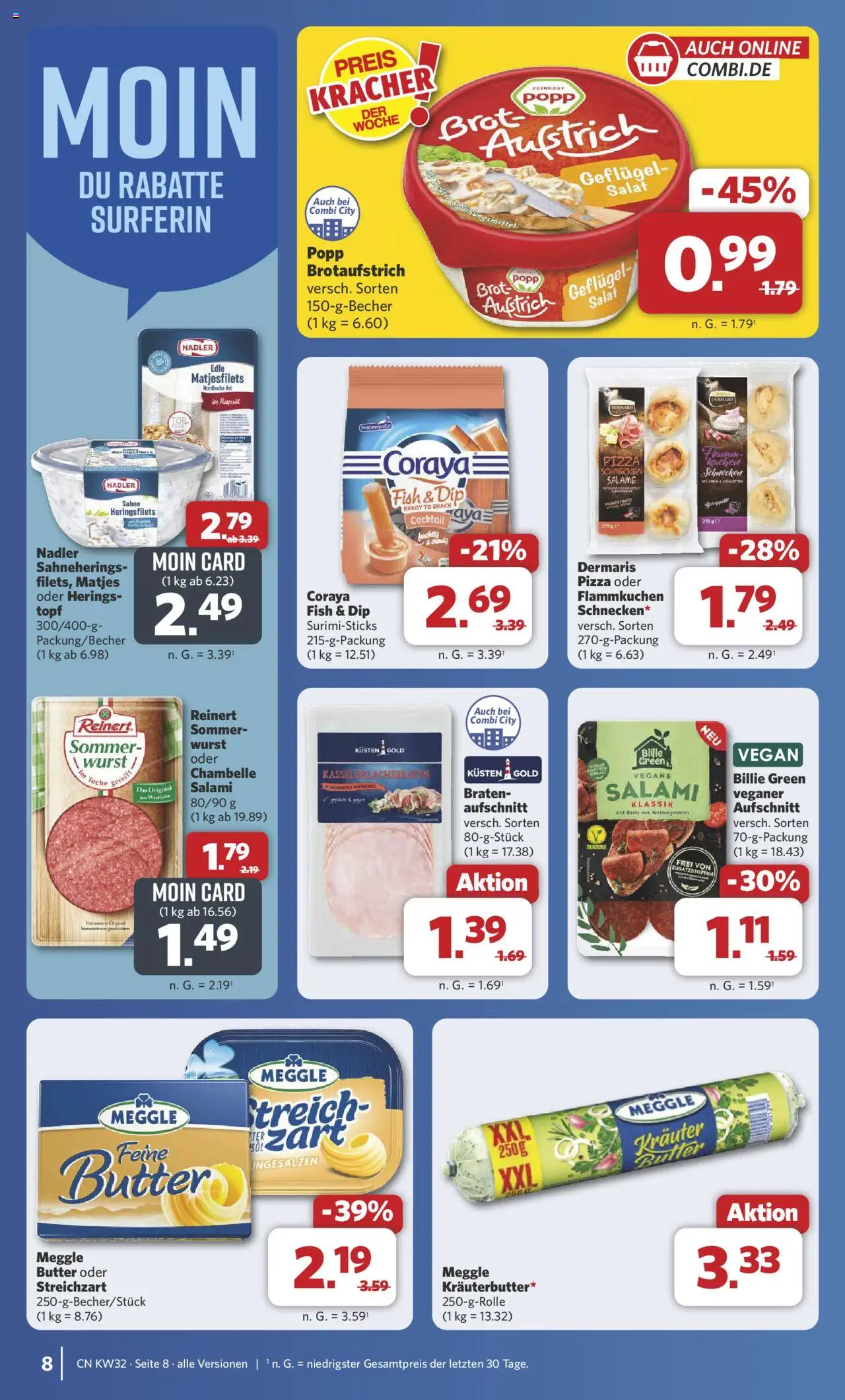 Combi Prospekt 	 - gültig ab dem 03.08.2025 | Seite: 8 | Produkte: Rapsöl, Wurst, Pizza, Sahne