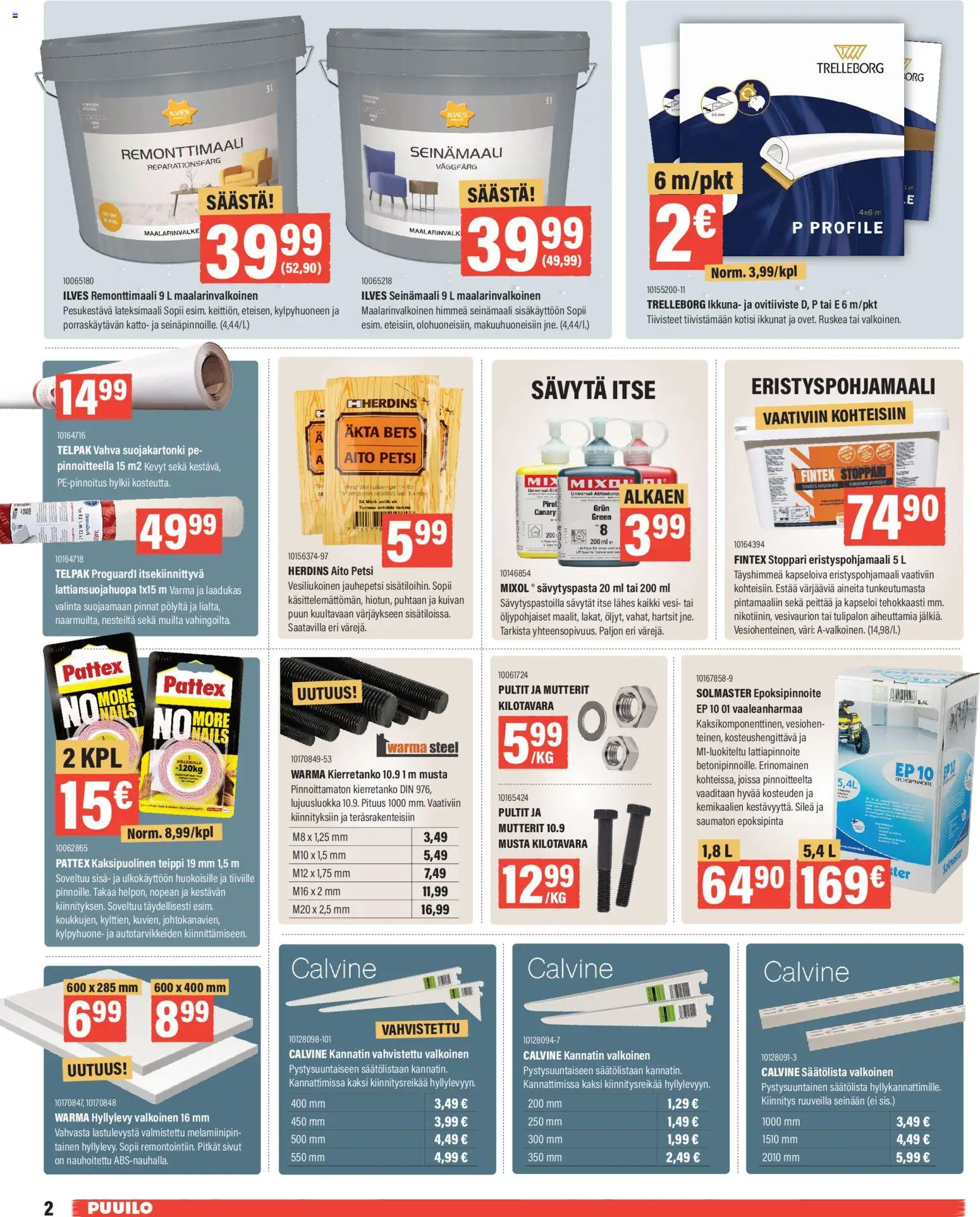 Puuilo tarjoukset – voimassa 05.01.2026 alkaen | Sivu: 2 | Tuotteet: Mutterit, Teippi