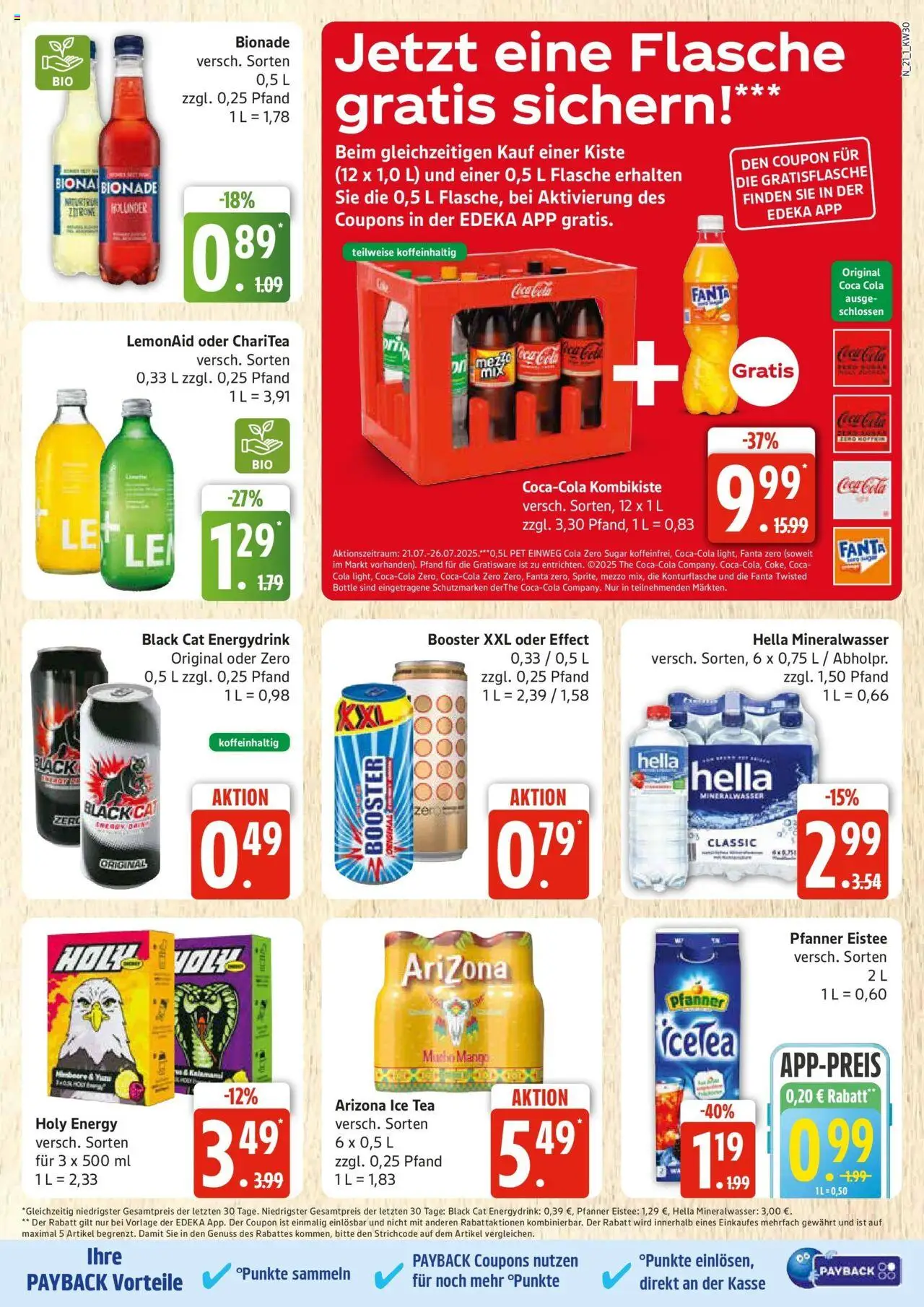 Edeka prospekt Rostock	 - gültig ab dem 20.07.2025 | Seite: 21 | Produkte: Energy, Bionade, Pfanner eistee, Zitrone
