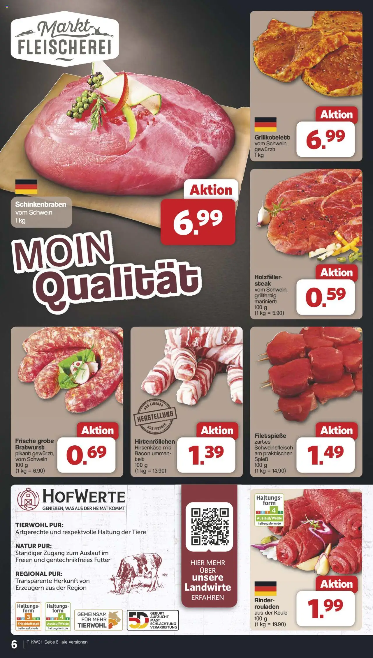 Famila Nordwest Prospekt 	 - gültig ab dem 28.07.2025 | Seite: 6 | Produkte: Bratwurst, Schweinefleisch, Steak
