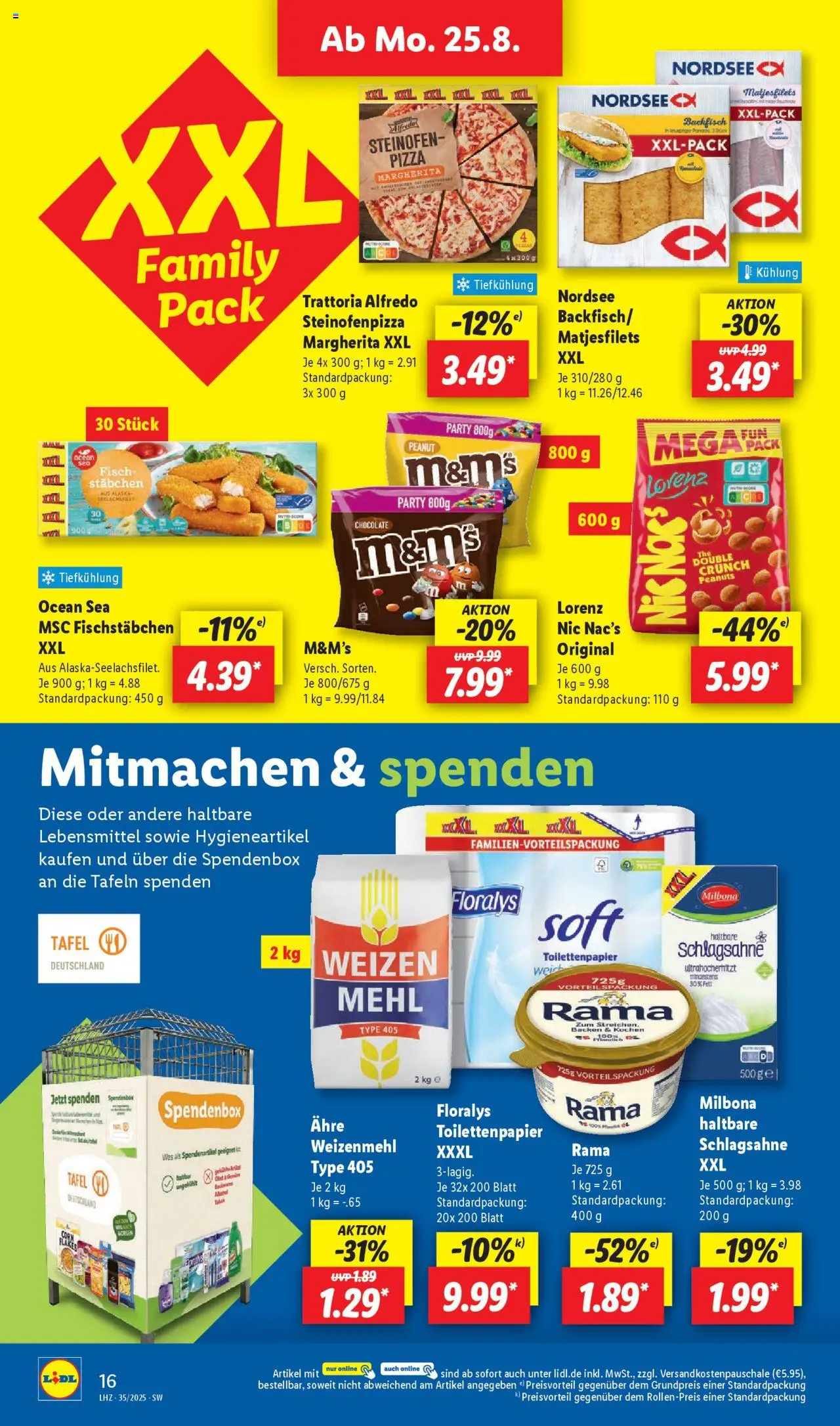 Lidl Prospekt Kornwestheim - gültig ab dem 25.08.2025 | Seite: 22 | Produkte: Rama, Mehl, Fisch, Pizza