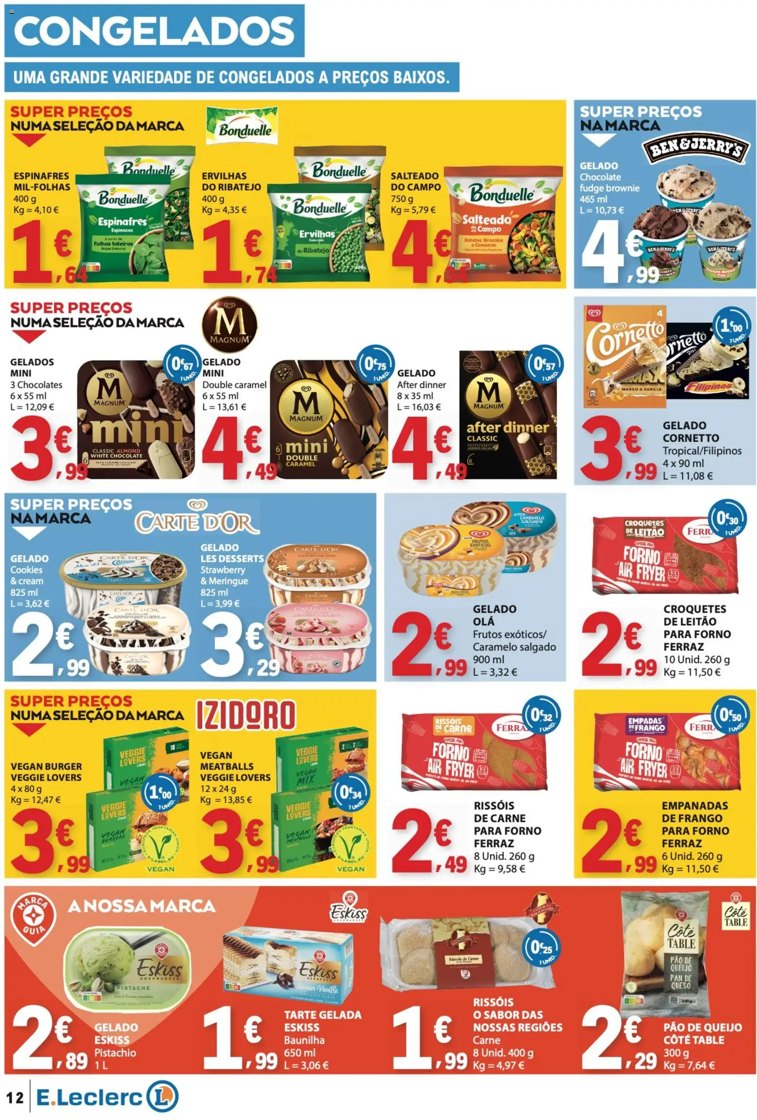 E.Leclerc folheto │ válido de 23.04.2026 | Página: 12 | Produtos: Frango, Pão, Tarte, Carne